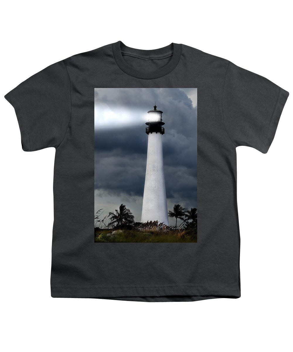 Aurora Youth T-Shirt featuring the photograph Key Biscayne Lighthouse by Rudy Umans
