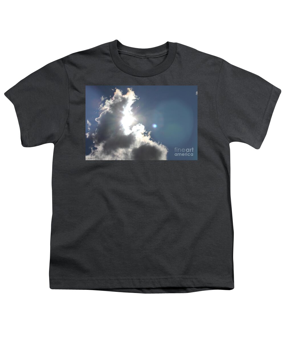 Landscape Youth T-Shirt featuring the photograph Light Flare in Clouds by Donna L Munro