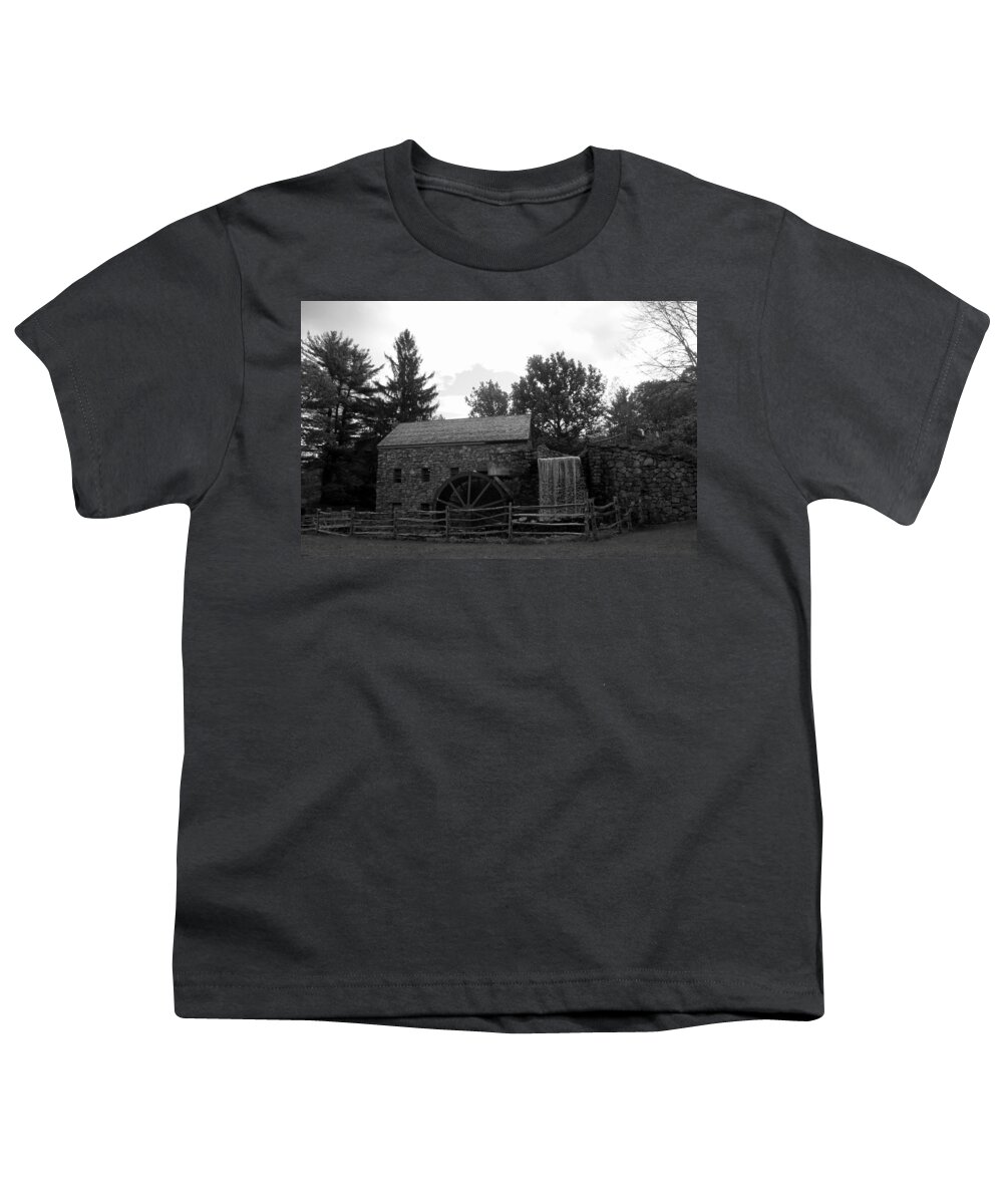 Longfellow Youth T-Shirt featuring the photograph Longfellow Gristmill x15 by Kim Galluzzo