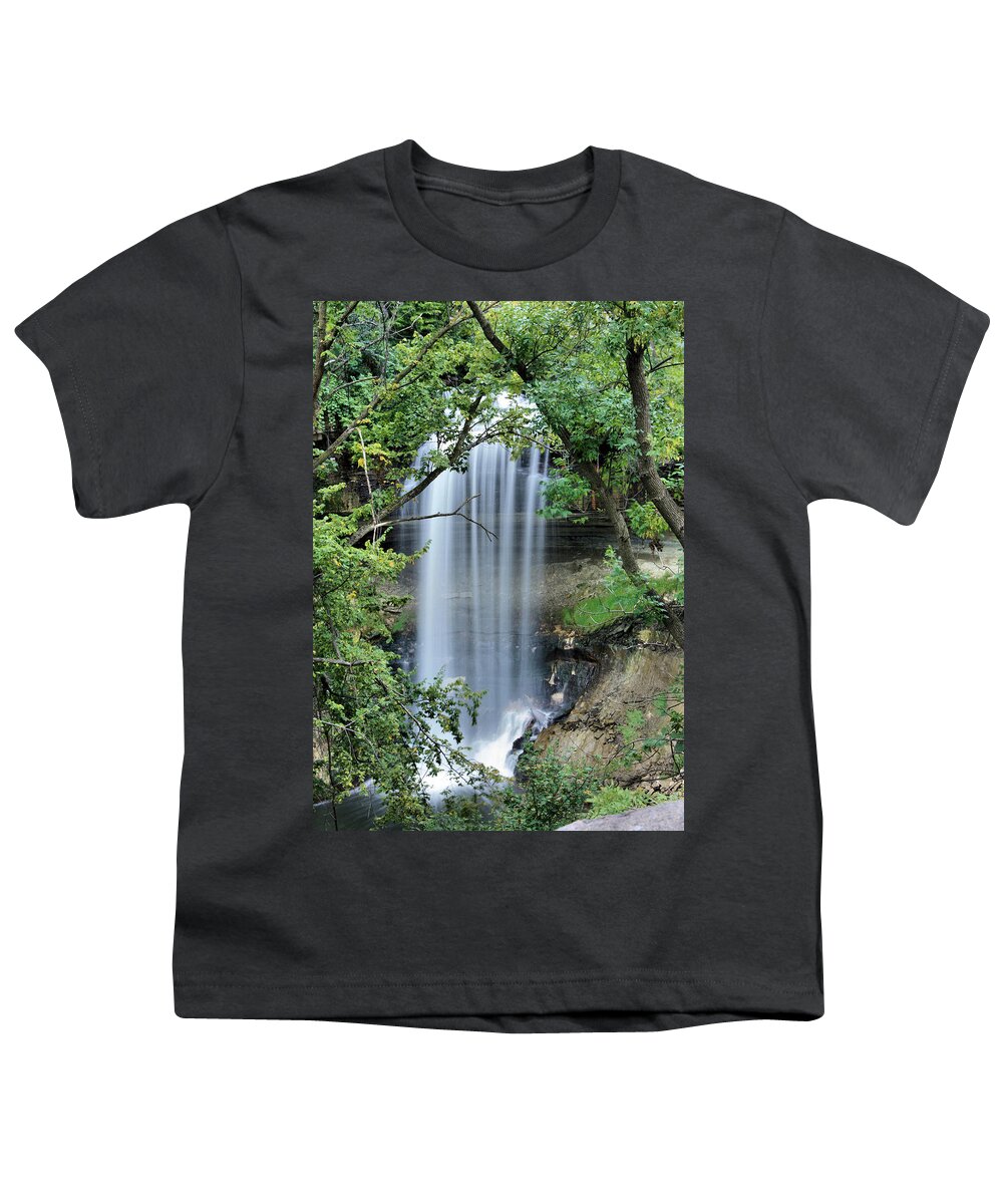 Minnehaha Falls Youth T-Shirt featuring the photograph Minnehaha Falls Peek by Kristin Elmquist