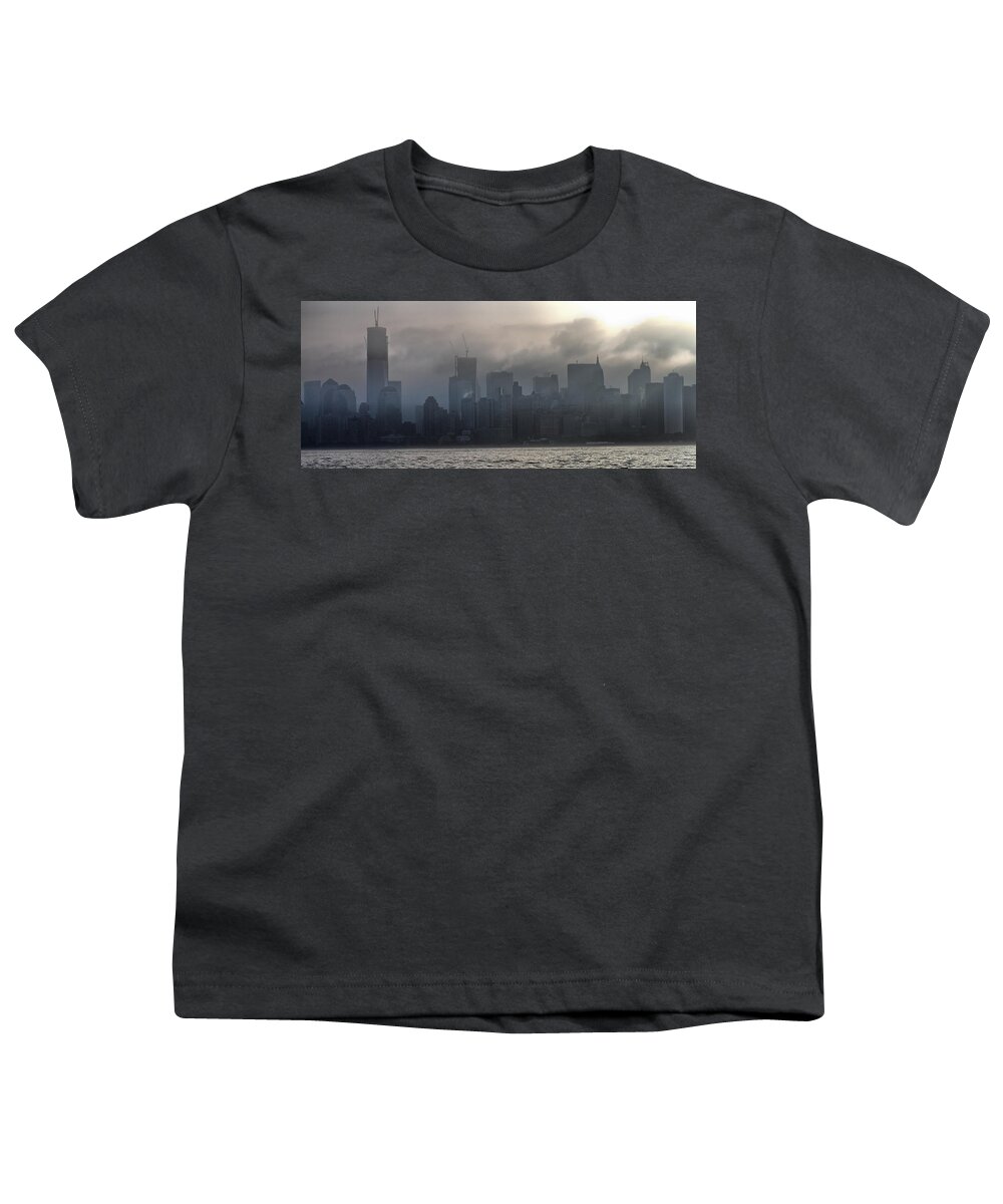 Fog Youth T-Shirt featuring the photograph New York Fog by Farol Tomson