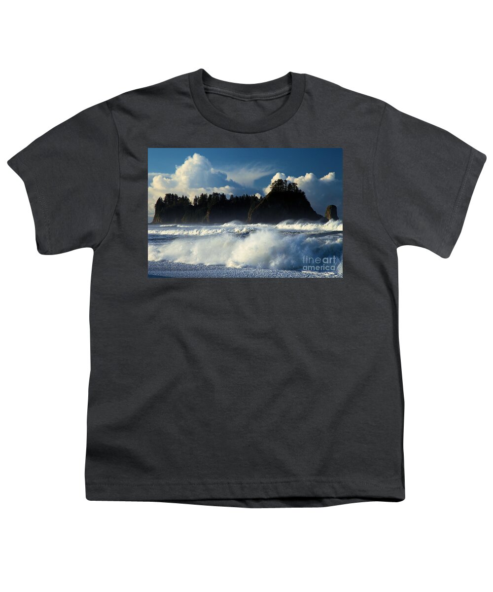 Rialto Beach Youth T-Shirt featuring the photograph Olympic Surf by Adam Jewell