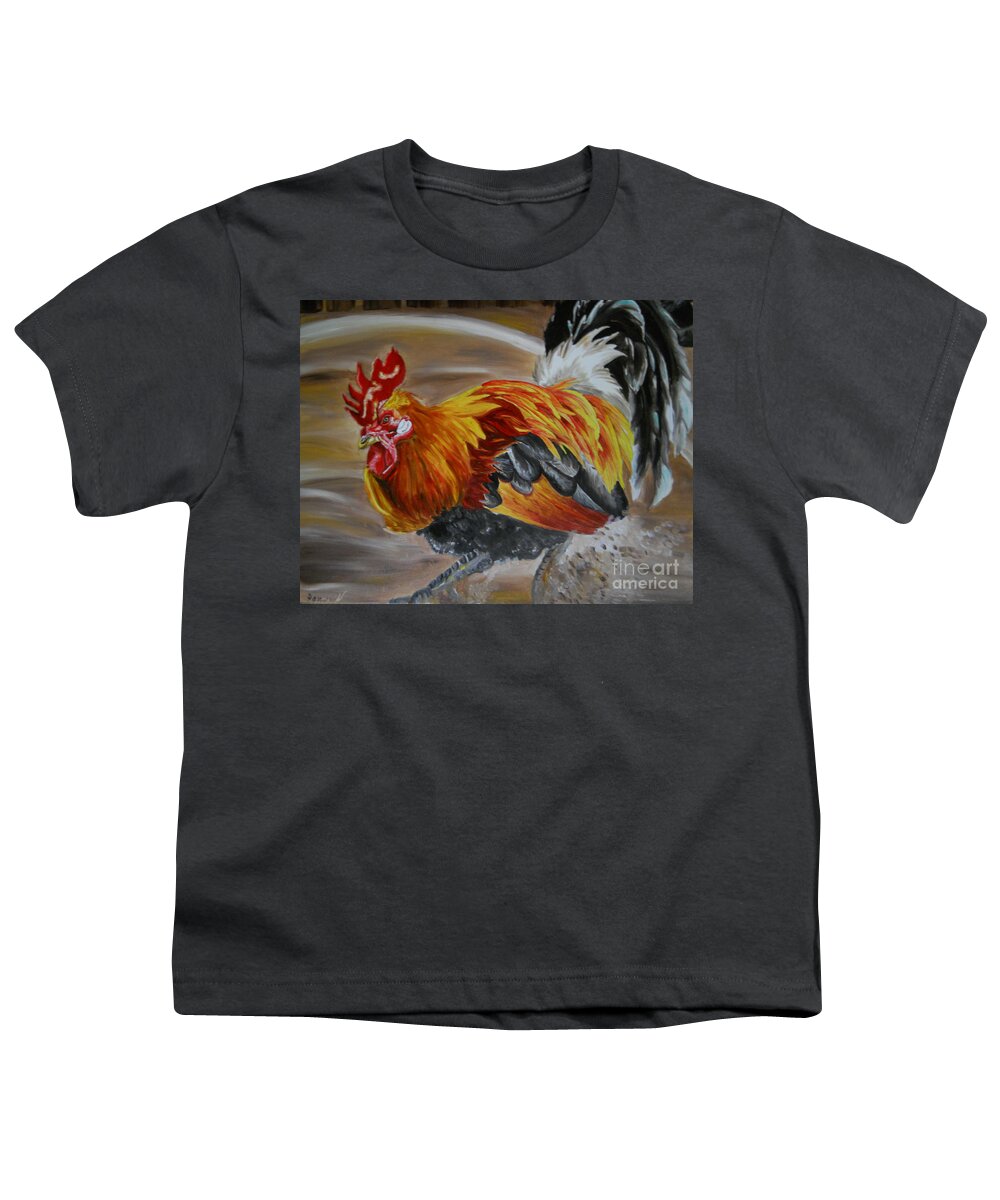 Rooster Youth T-Shirt featuring the painting Pinto by Yenni Harrison