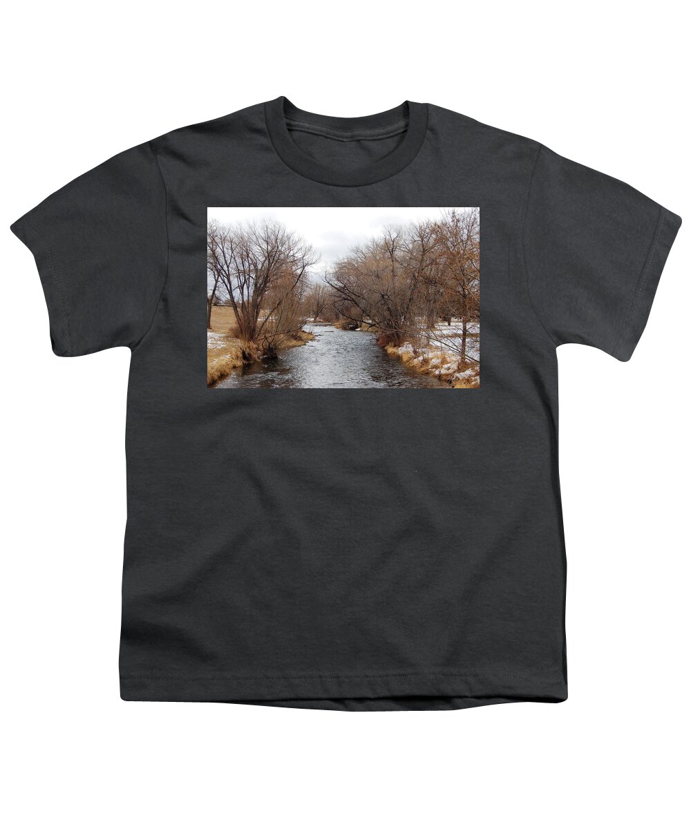 Dakota Youth T-Shirt featuring the photograph Rapid Creek in Winter Sky by Greni Graph