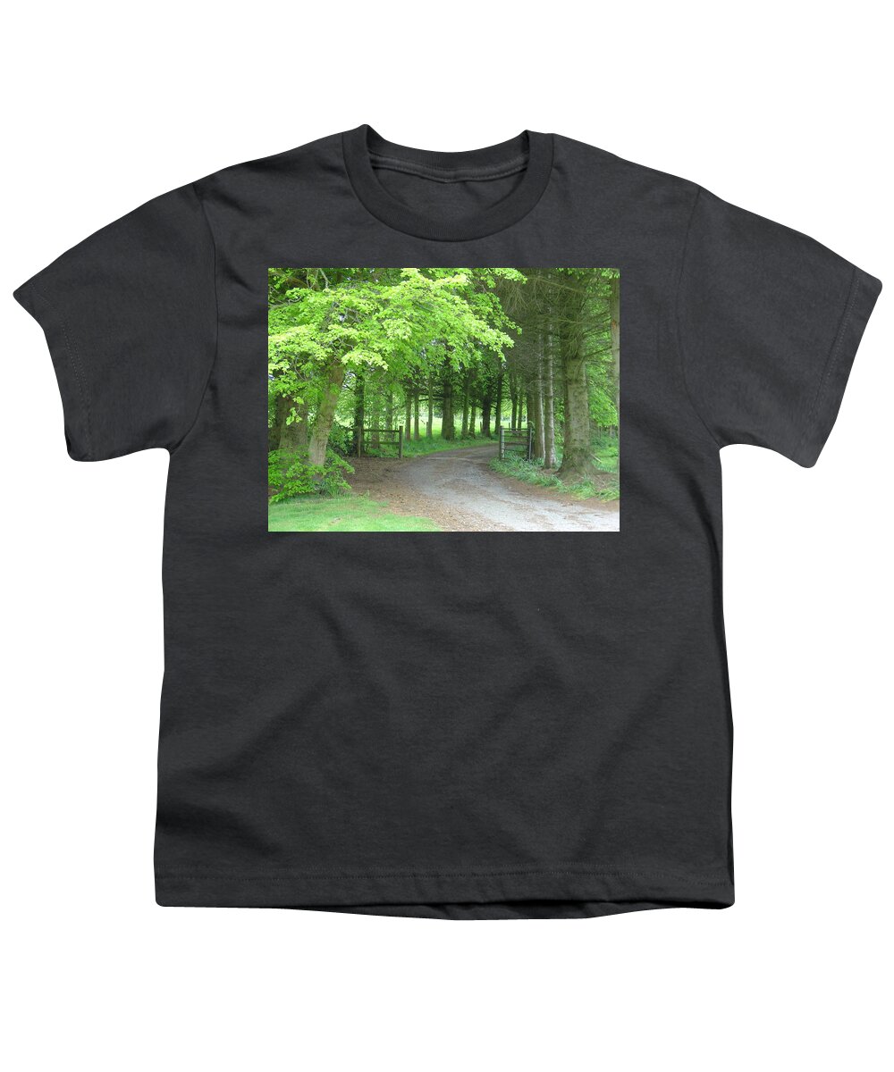 Woods Youth T-Shirt featuring the photograph Road into the Woods by Charles and Melisa Morrison