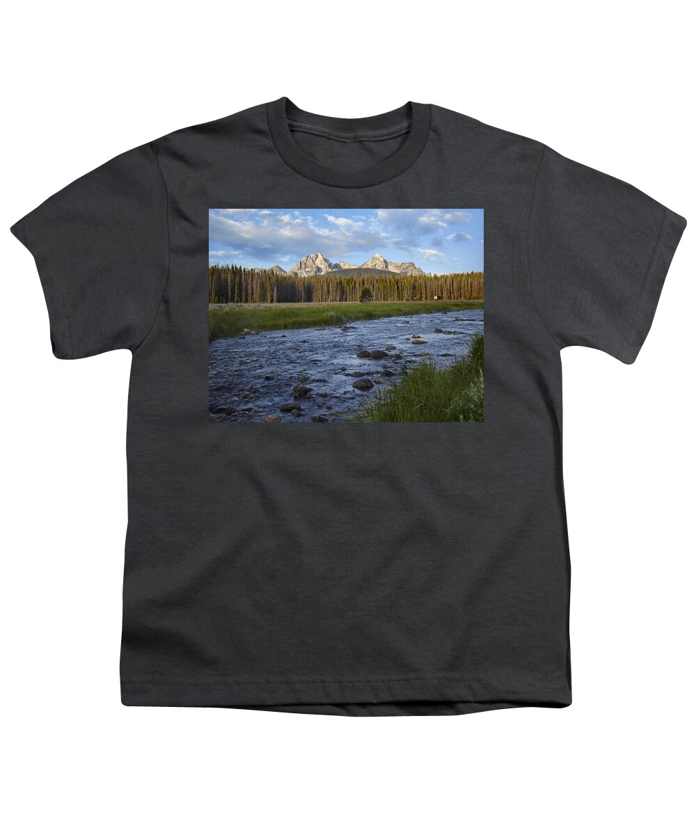 00437800 Youth T-Shirt featuring the photograph Sawtooth Range And Stanley Lake Creek by Tim Fitzharris