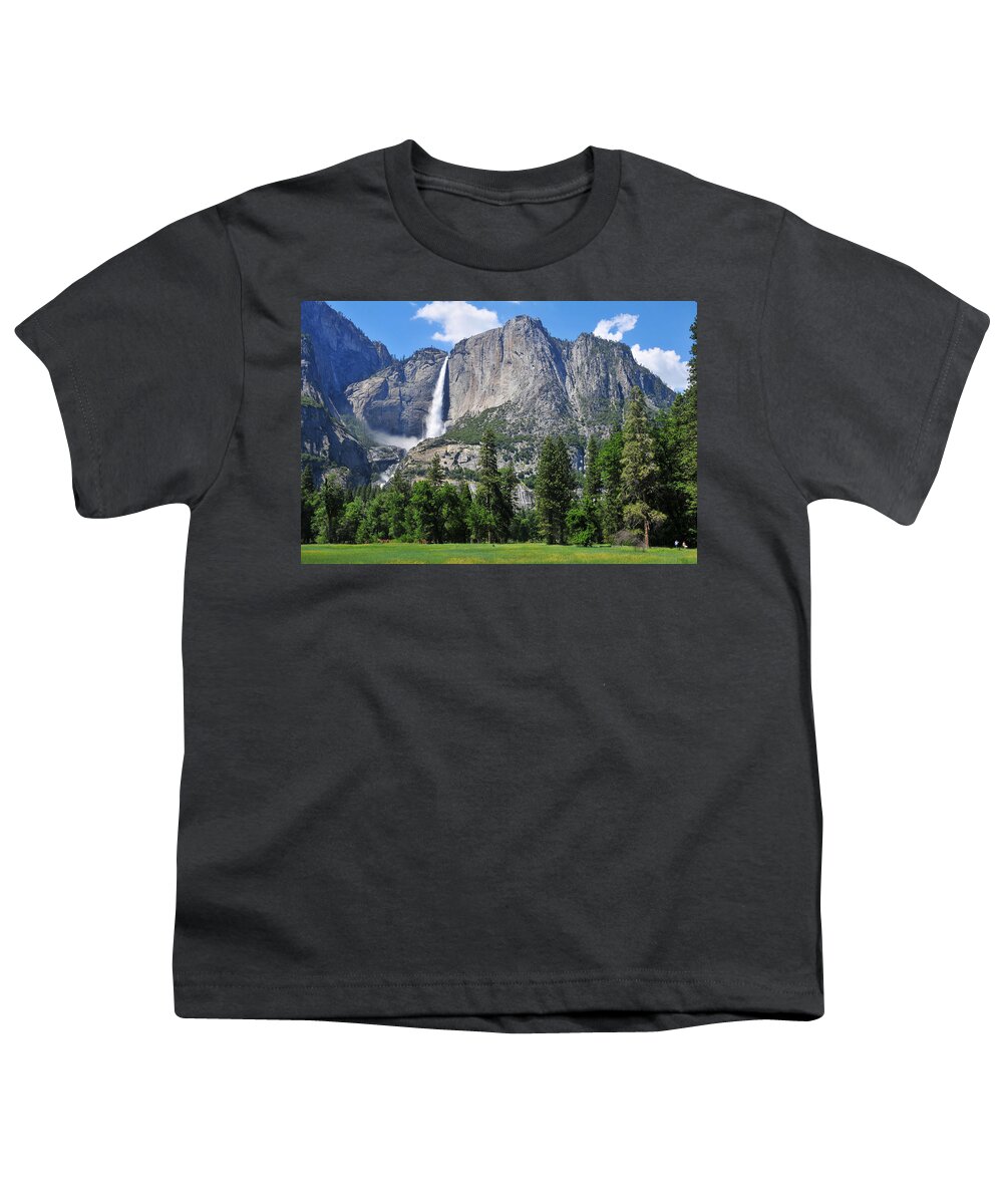 Falls Youth T-Shirt featuring the photograph The Grandeur of Yosemite Falls by Lynn Bauer