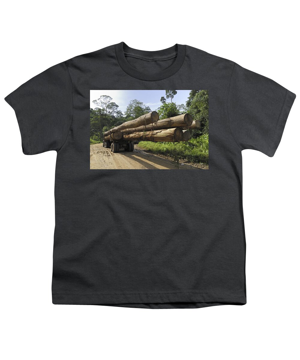 Mp Youth T-Shirt featuring the photograph Truck With Timber From A Logging Area by Thomas Marent