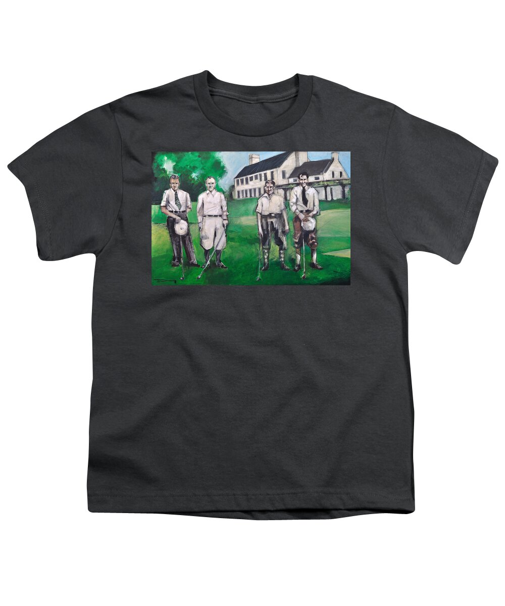 Golf Youth T-Shirt featuring the painting Whistling Straits Boys by Tim Nyberg