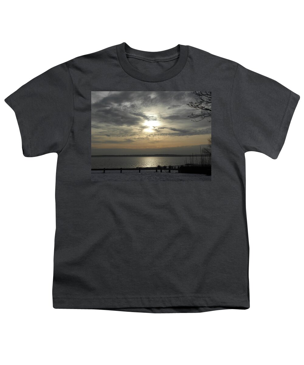 Winter Youth T-Shirt featuring the photograph winter sunset in Rhode Island by Kim Galluzzo Wozniak