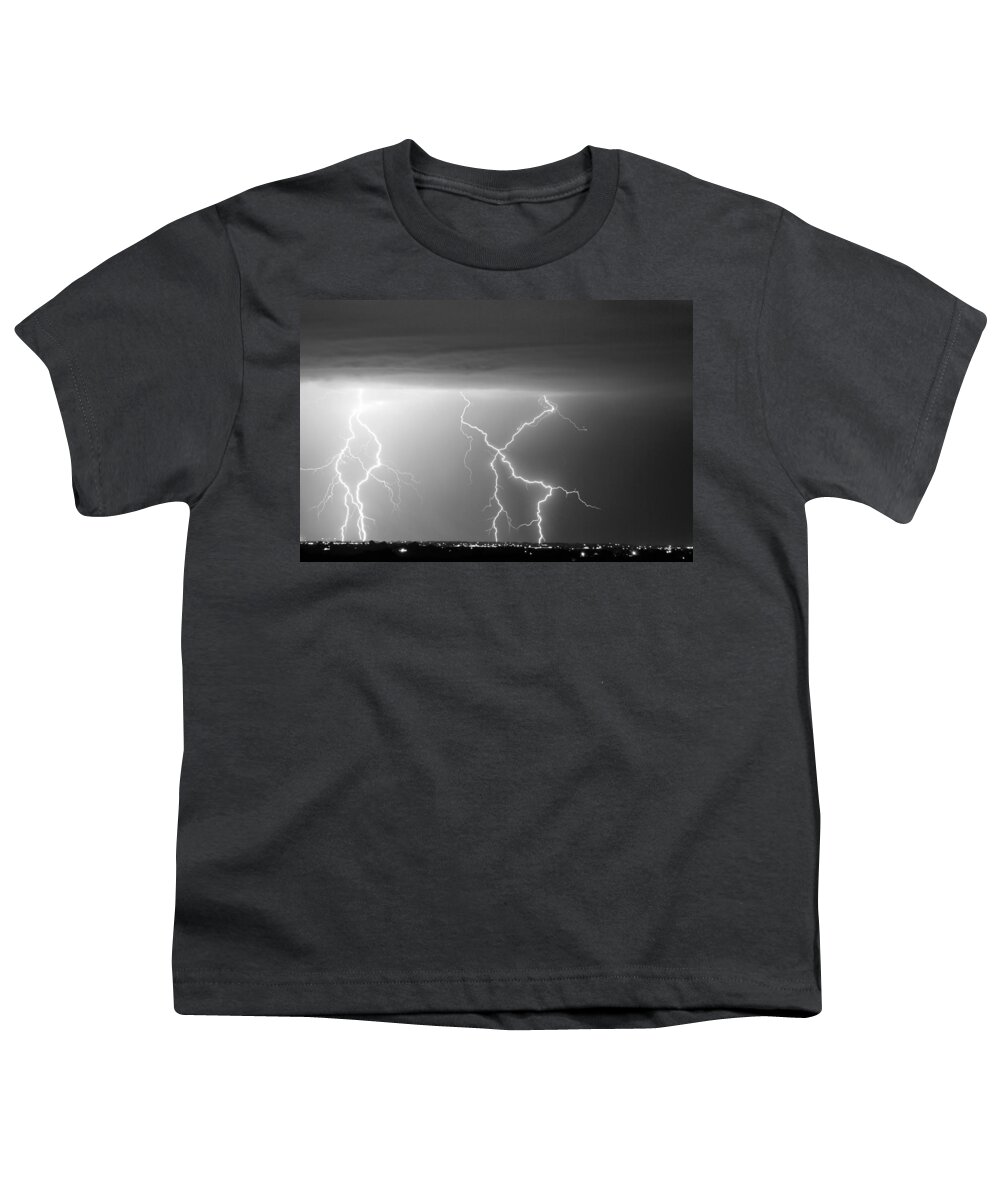 City Youth T-Shirt featuring the photograph X In The Sky in Black and White by James BO Insogna