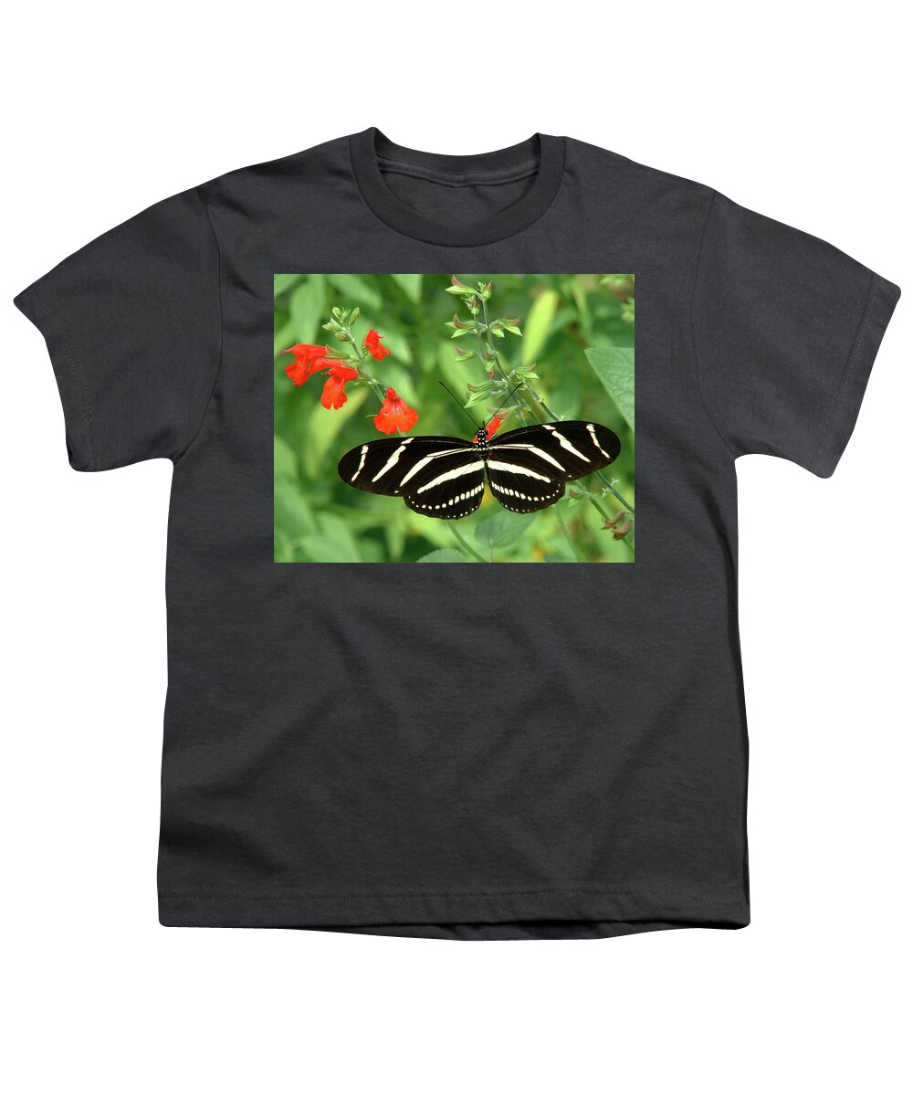 Nature Youth T-Shirt featuring the photograph Zebra Longwing by Peggy Urban