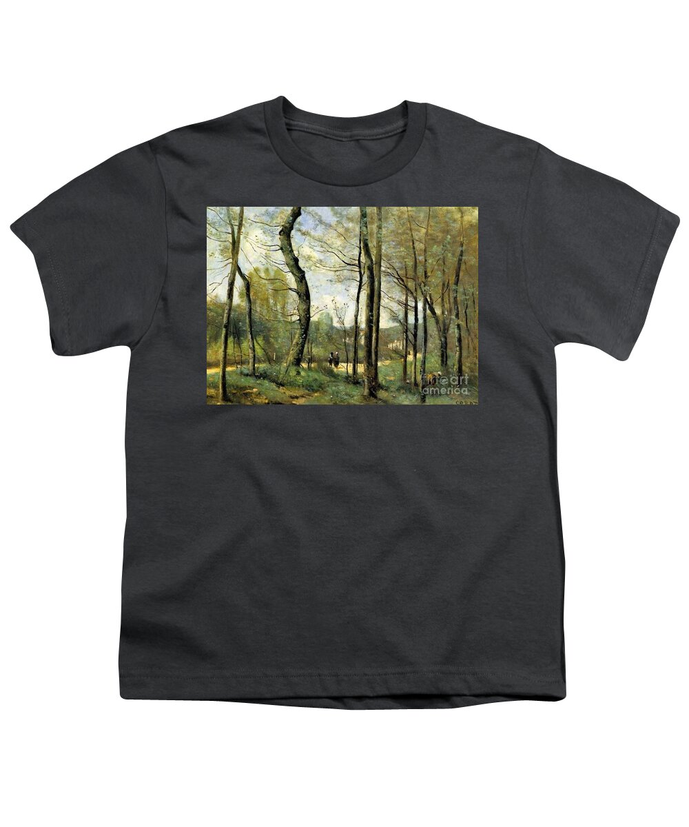 Jean-baptiste Camille Corot - First Leaves Youth T-Shirt featuring the painting Camille Corot by MotionAge Designs