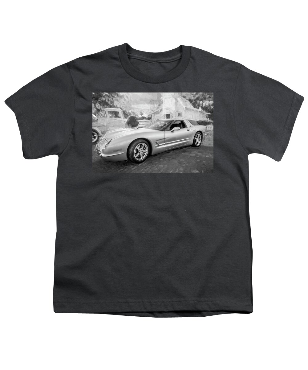 1954 Corvette Youth T-Shirt featuring the photograph 1954 Corvette Nomad BW c153 by Rich Franco