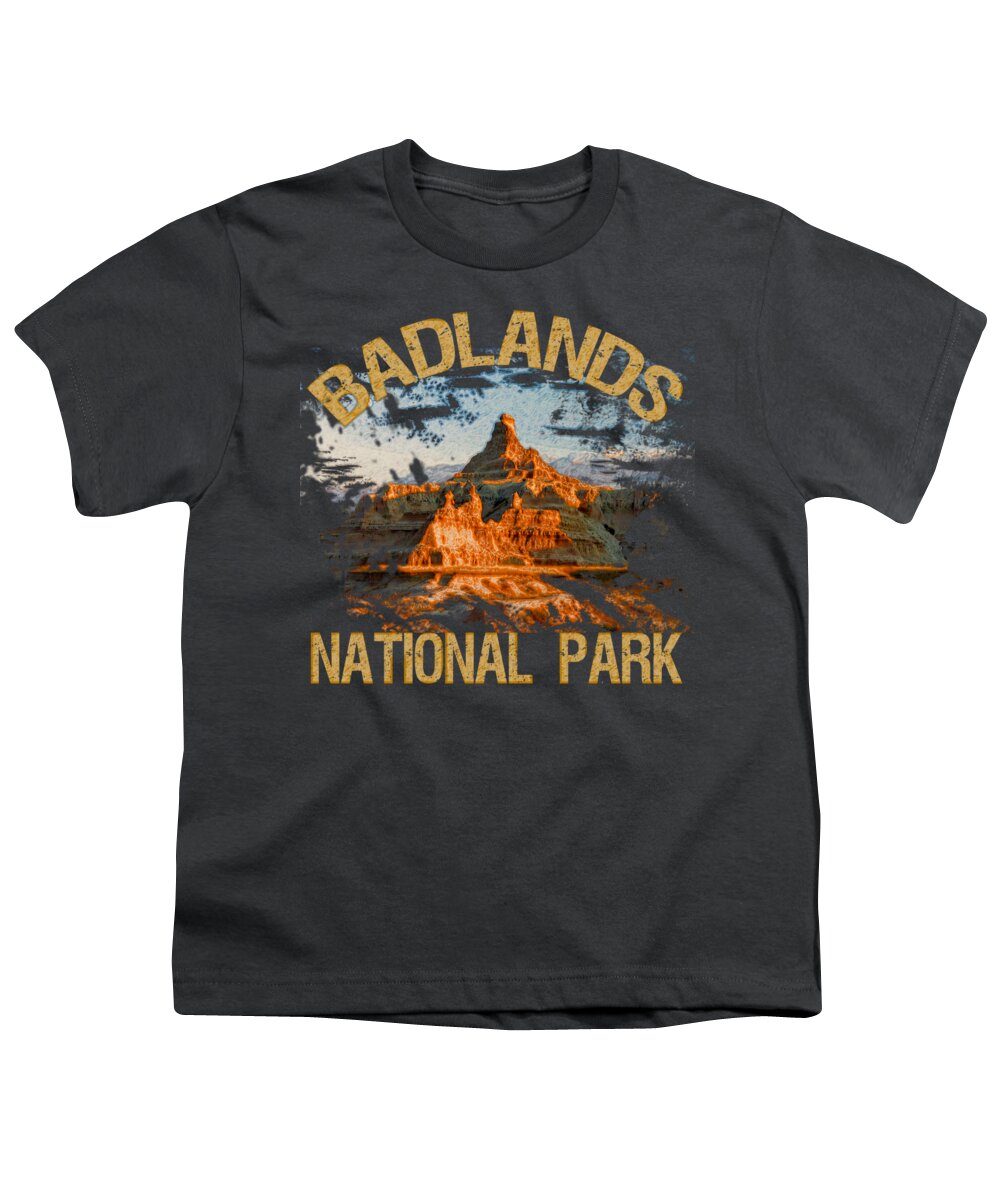 Badlands National Park Youth T-Shirt featuring the digital art Badlands National Park #1 by David G Paul