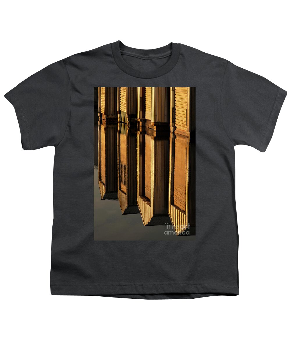 Everett Marina Youth T-Shirt featuring the photograph Boathouse Reflections #1 by Jim Corwin