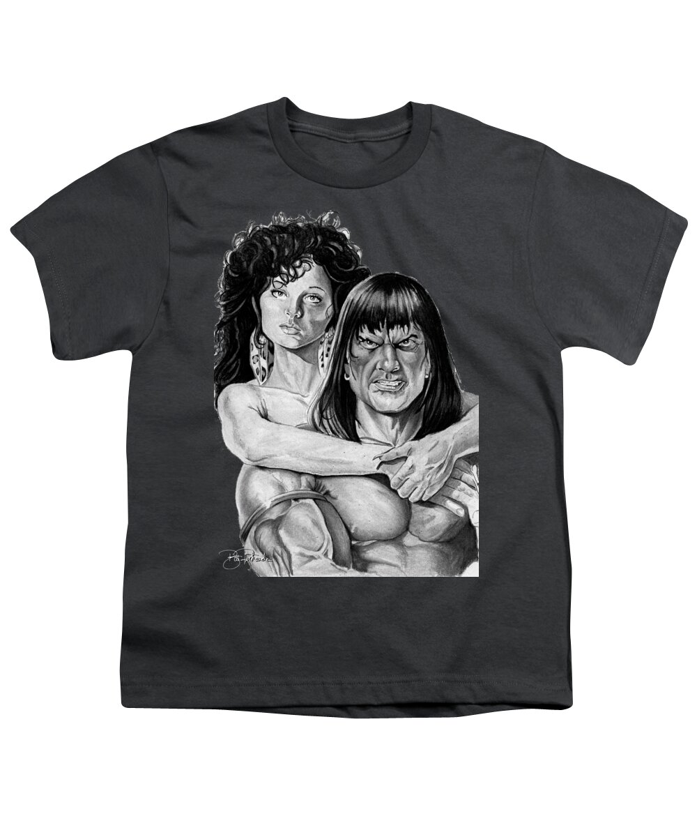 Conan Youth T-Shirt featuring the drawing Conan #1 by Bill Richards
