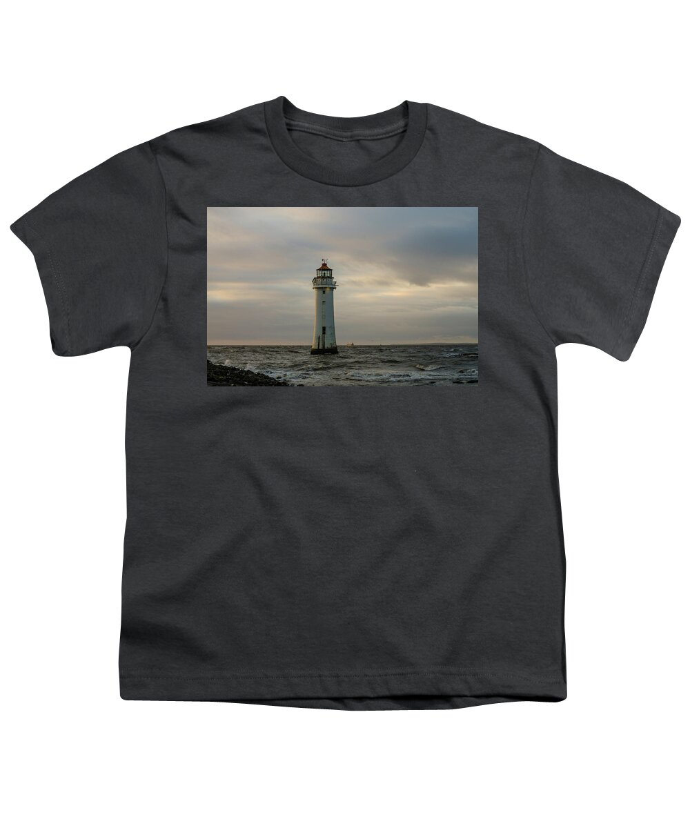 Beach Youth T-Shirt featuring the photograph Fort Perch Lighthouse Sunset #1 by Spikey Mouse Photography