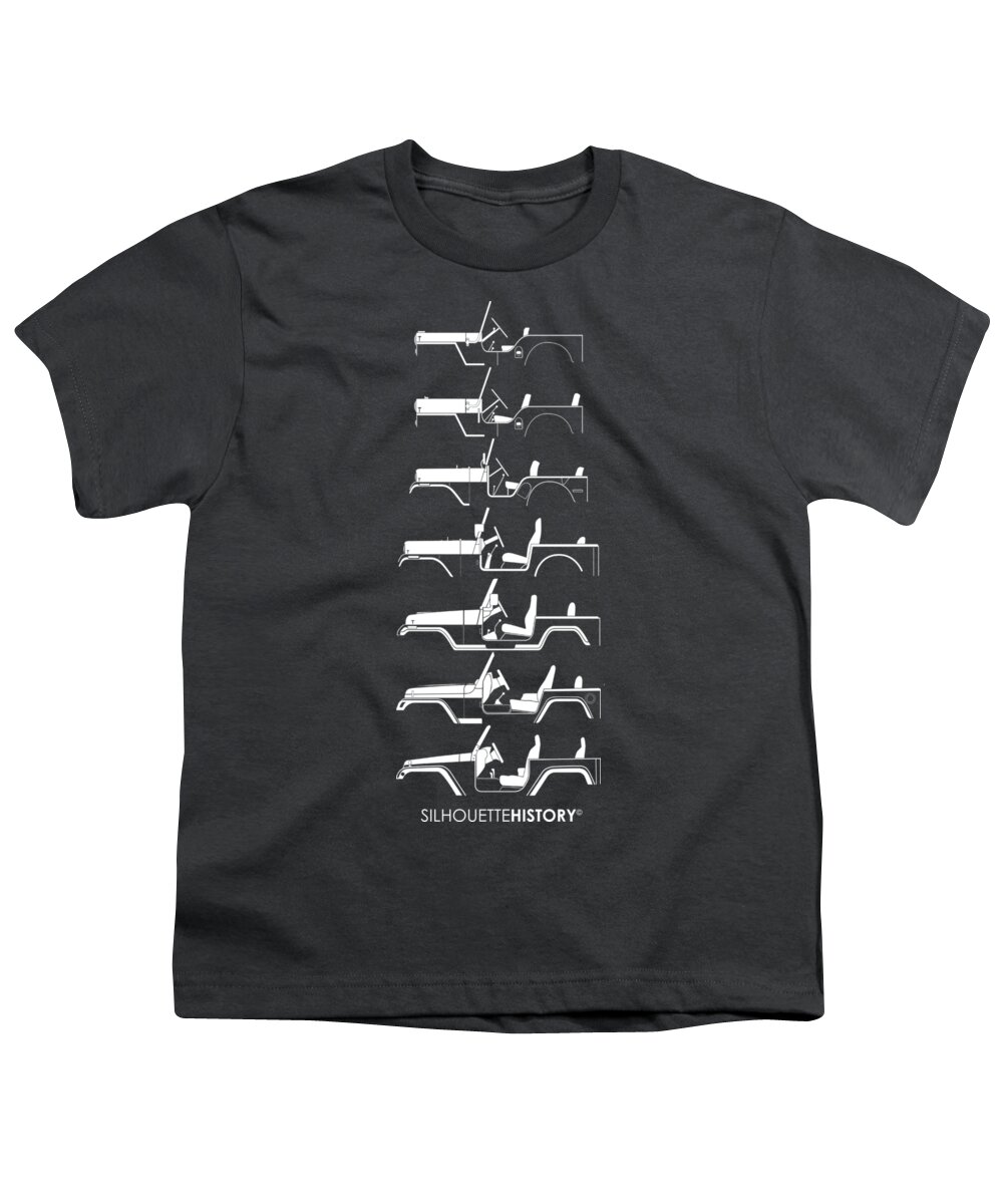 American Car Youth T-Shirt featuring the digital art General Purpose SilhouetteHistory #1 by Balazs Iker