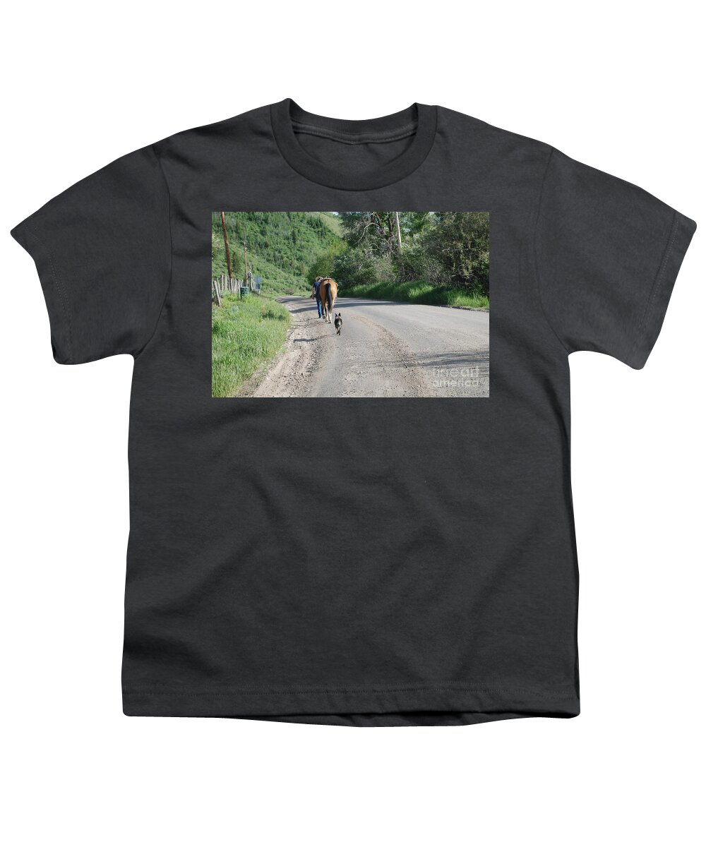 Cowboys Youth T-Shirt featuring the photograph Going Home #1 by Jim Goodman
