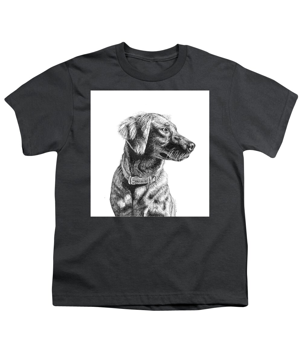 Pen And Ink Youth T-Shirt featuring the drawing Golden Retriever #2 by Timothy Livingston