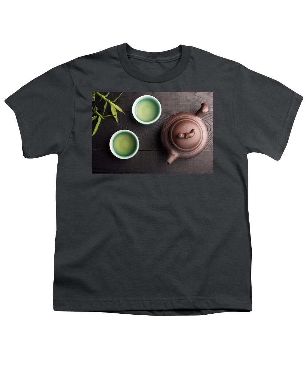 Vadim Goodwill Youth T-Shirt featuring the photograph Green tea in the tea cups #1 by Vadim Goodwill