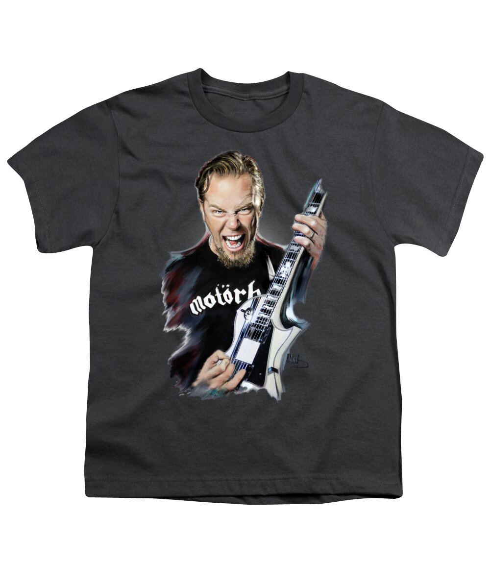 James Hetfield Youth T-Shirt featuring the mixed media James Hetfield #1 by Melanie D