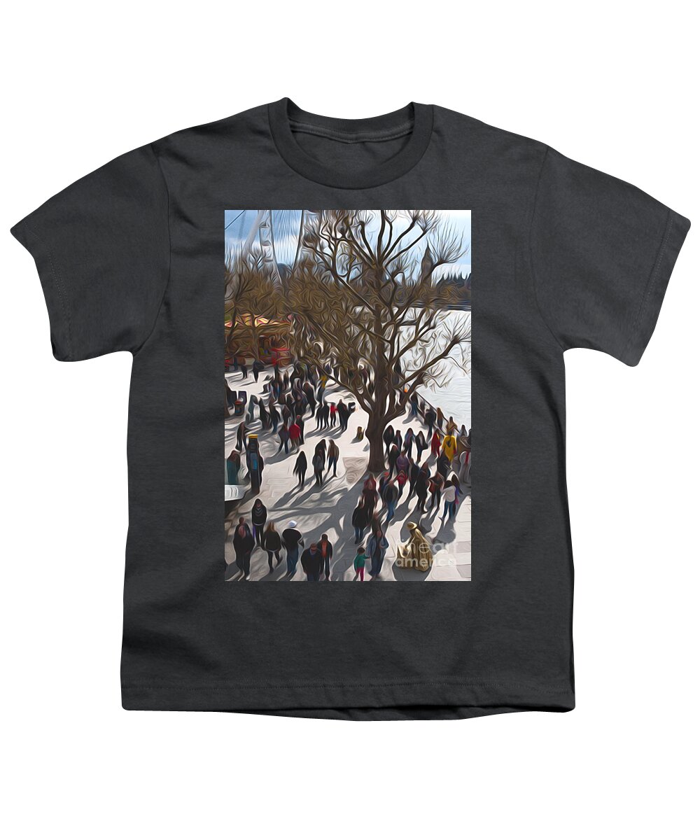 London River Thames People Landscape England British Scenic Scene Crowds Youth T-Shirt featuring the photograph London River Thames #1 by Andrew Michael