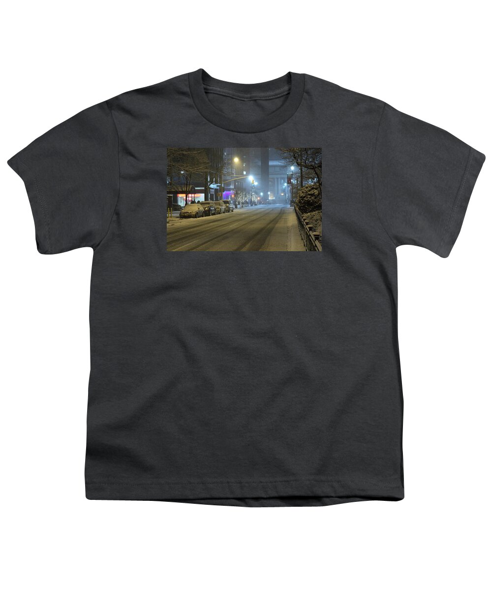 Snow Storm Youth T-Shirt featuring the photograph Park Avenue Bellow Grand Central Manhattan New York #1 by Alexander Winogradoff