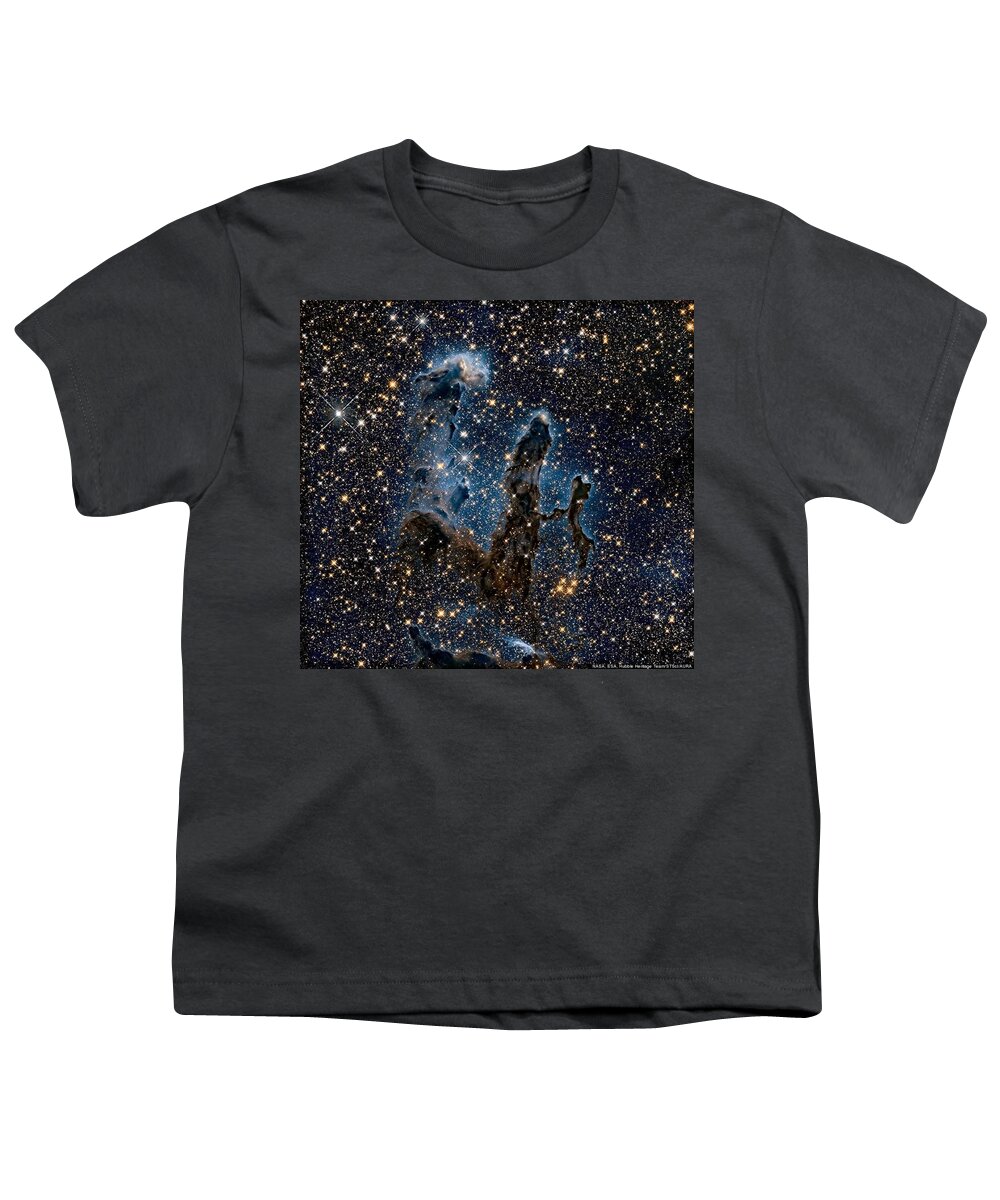 Galaxy Youth T-Shirt featuring the painting Pillars of Creation in infra red #1 by Celestial Images