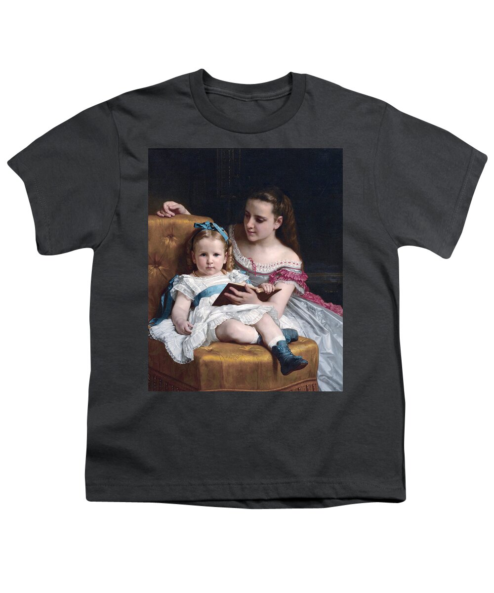 William-adolphe Bouguereau Youth T-Shirt featuring the painting Portrait of Eva and Frances Johnston #2 by William-Adolphe Bouguereau