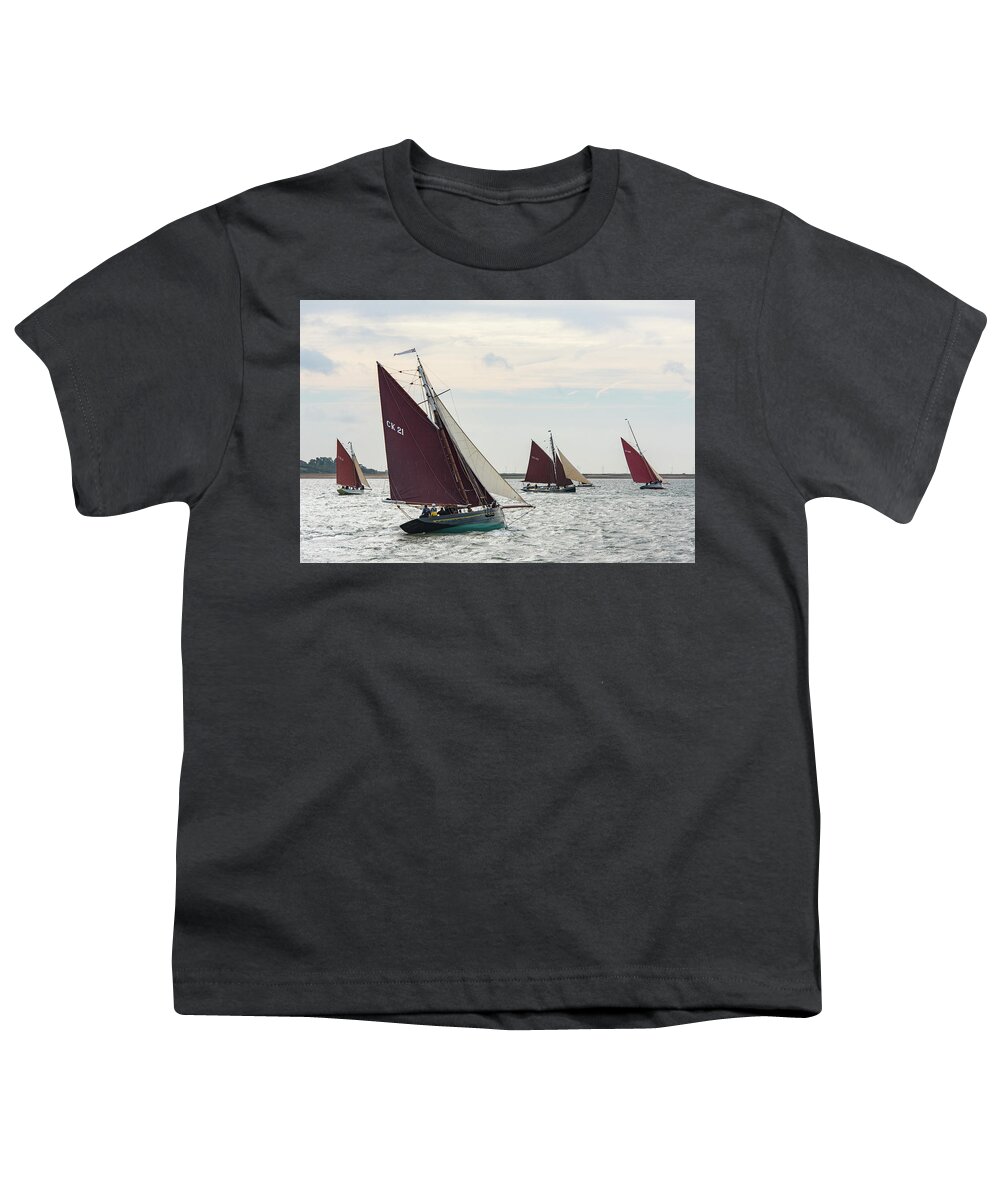 Brightlingsea Youth T-Shirt featuring the photograph Racing smacks #1 by Gary Eason
