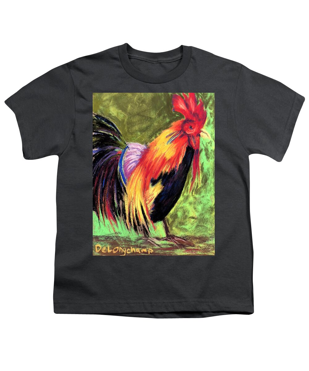 Original Youth T-Shirt featuring the pastel Rooster by Gerry Delongchamp