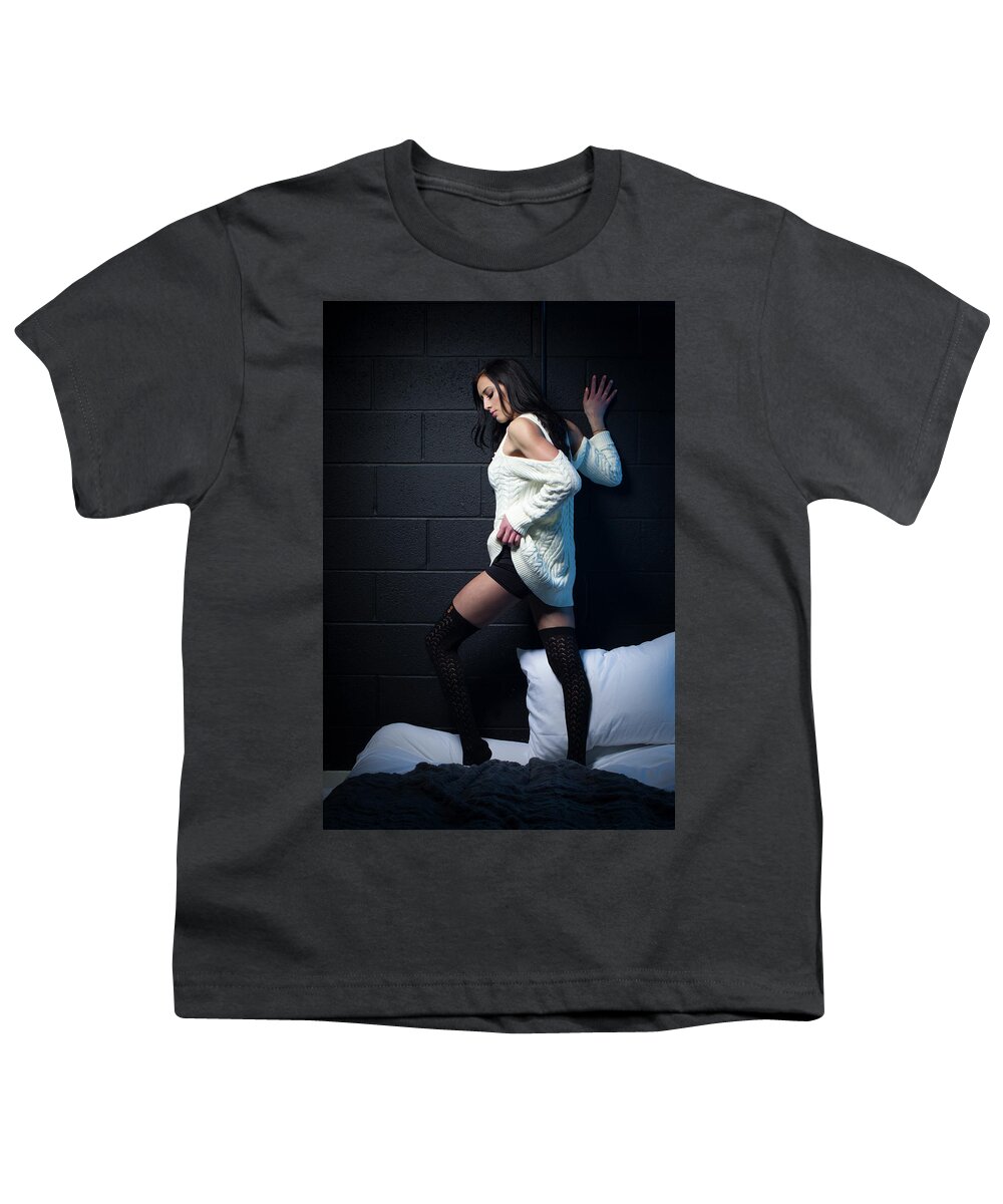 Sweater Youth T-Shirt featuring the photograph Sweater #1 by La Bella Vita Boudoir