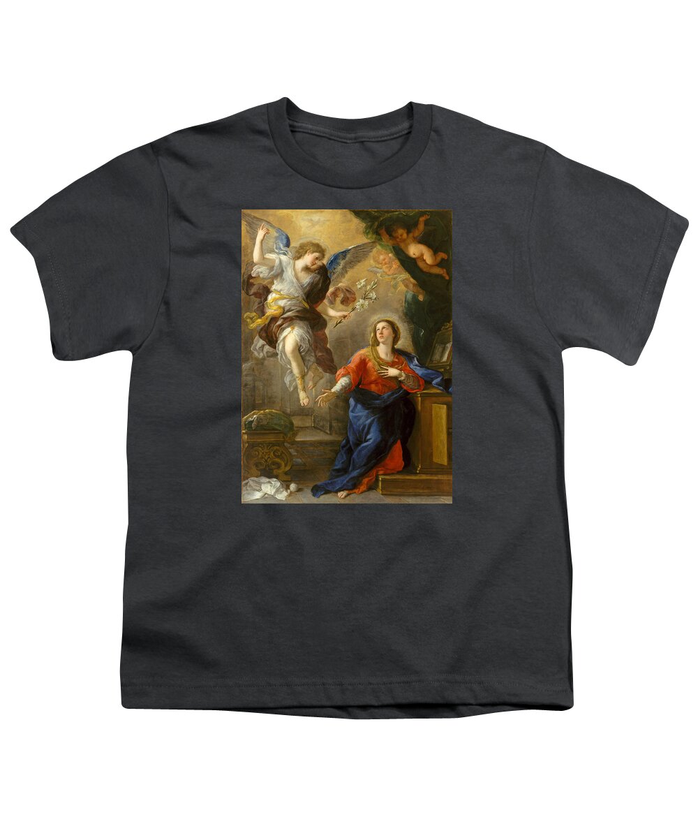 Luca Giordano Youth T-Shirt featuring the painting The Annunciation #1 by Luca Giordano