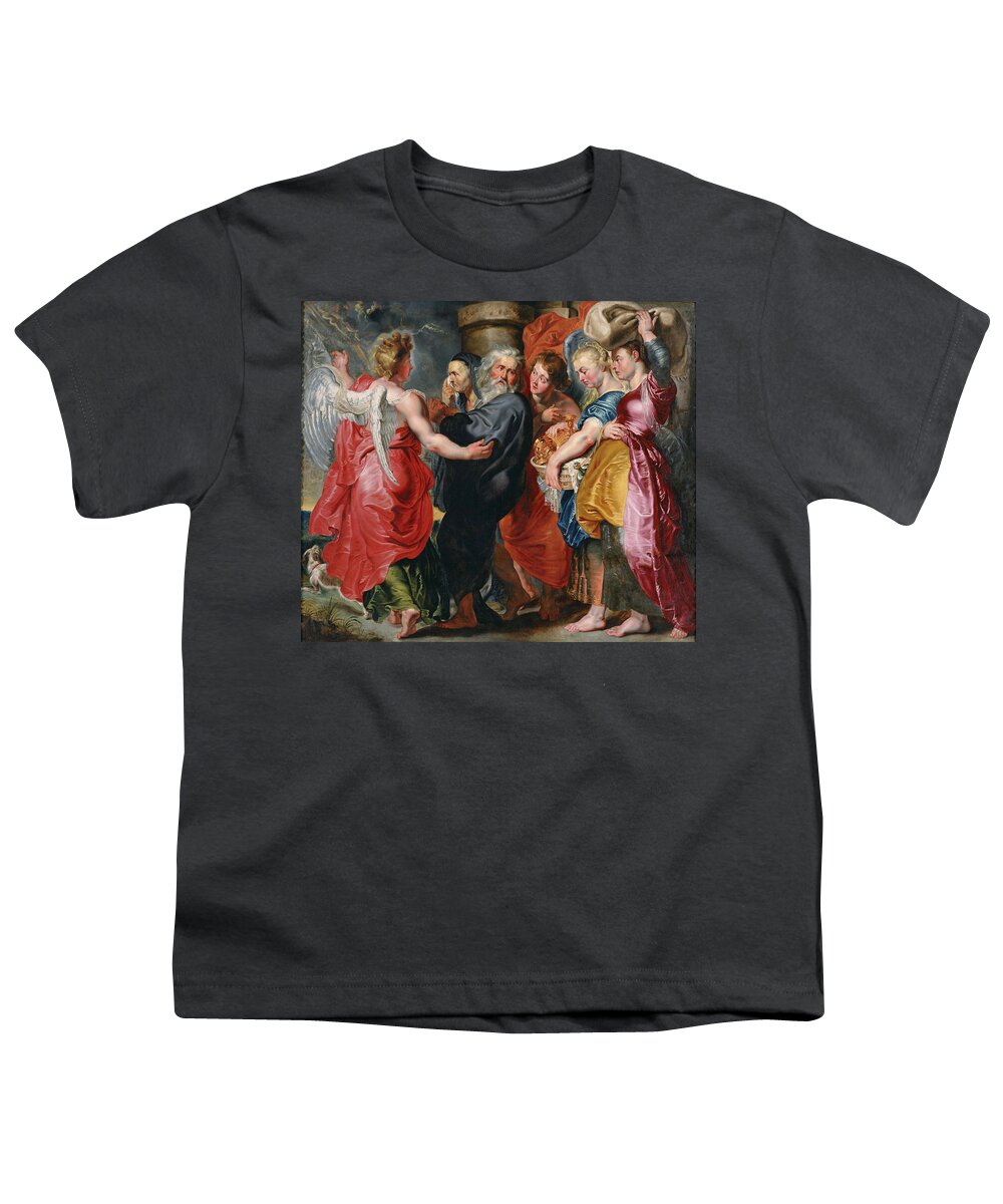 Jacob Jordaens Youth T-Shirt featuring the painting The Flight of Lot and His Family from Sodom #5 by Jacob Jordaens