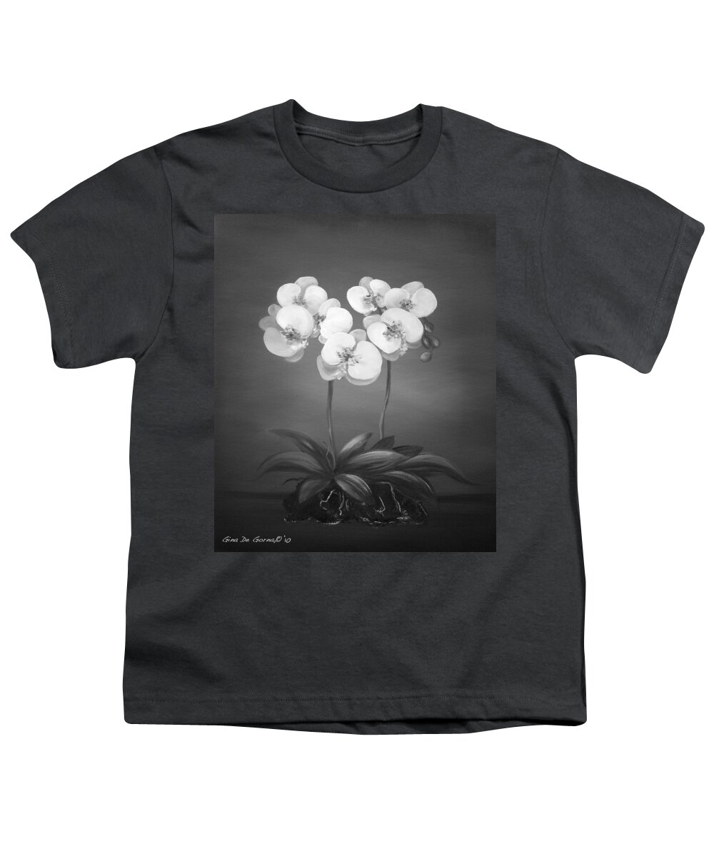 White Youth T-Shirt featuring the painting White Orchids #1 by Gina De Gorna