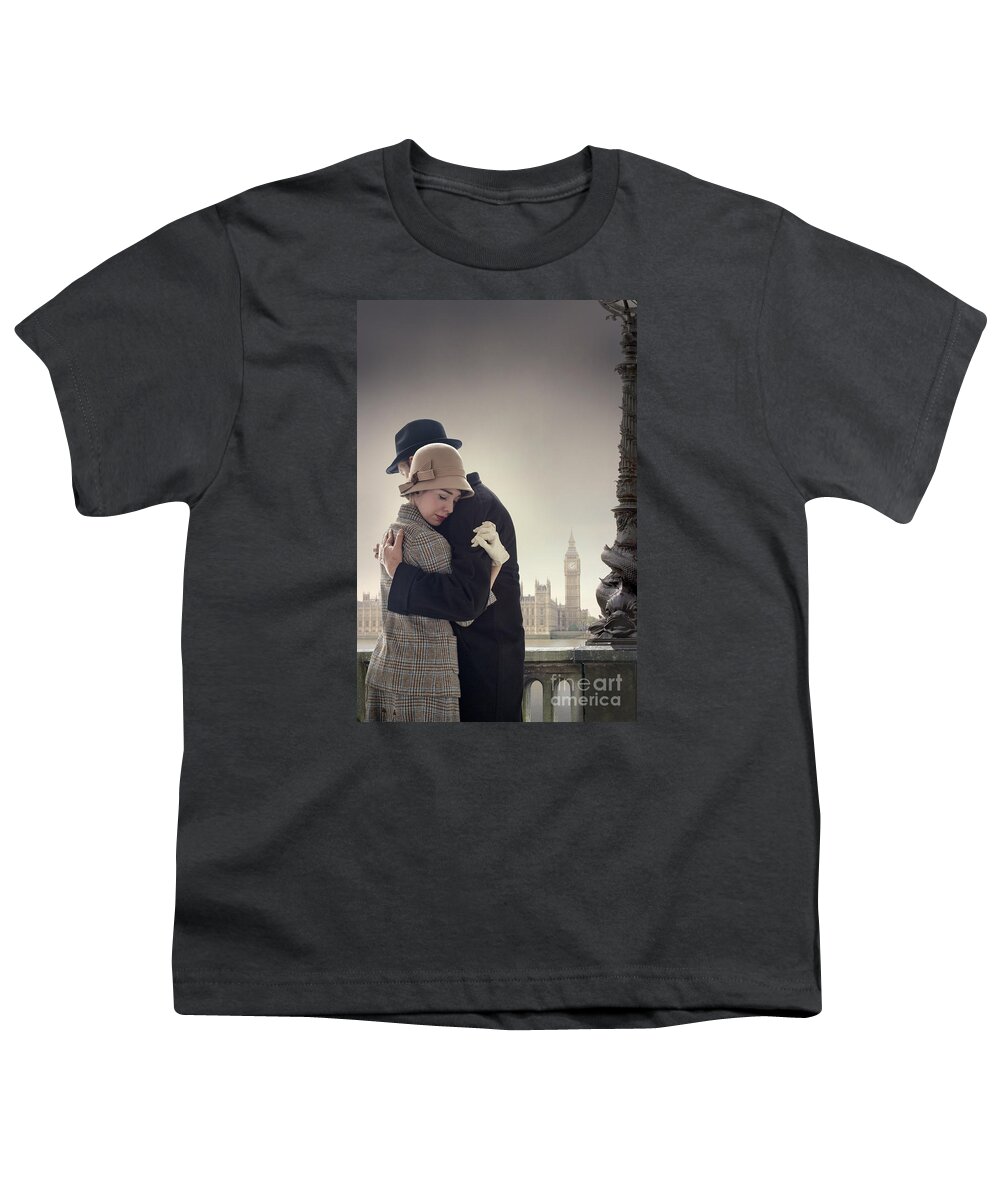 Couple Youth T-Shirt featuring the photograph 1930s Couple London England by Lee Avison