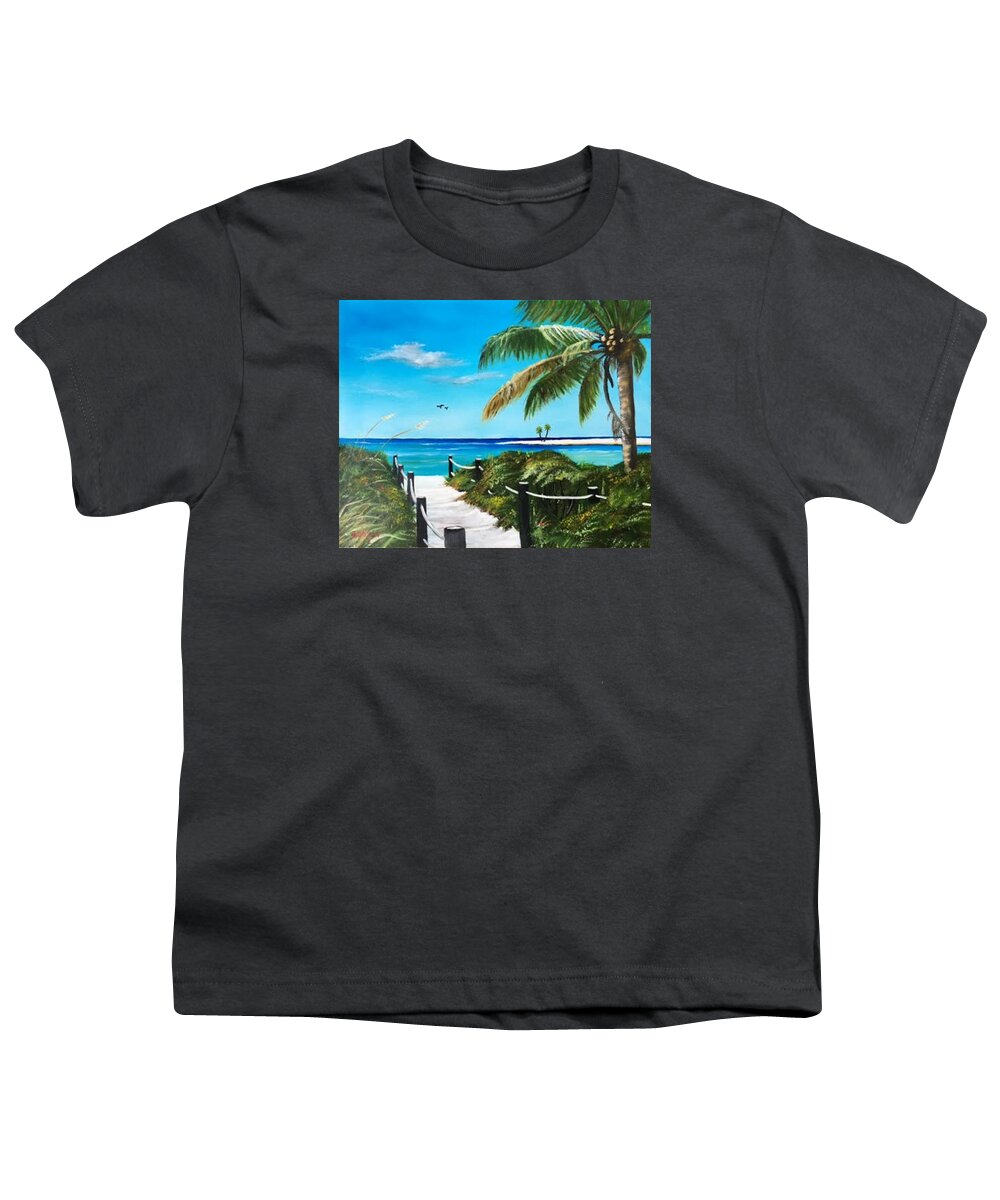 Beach Youth T-Shirt featuring the painting Access To The Beach #1 by Lloyd Dobson