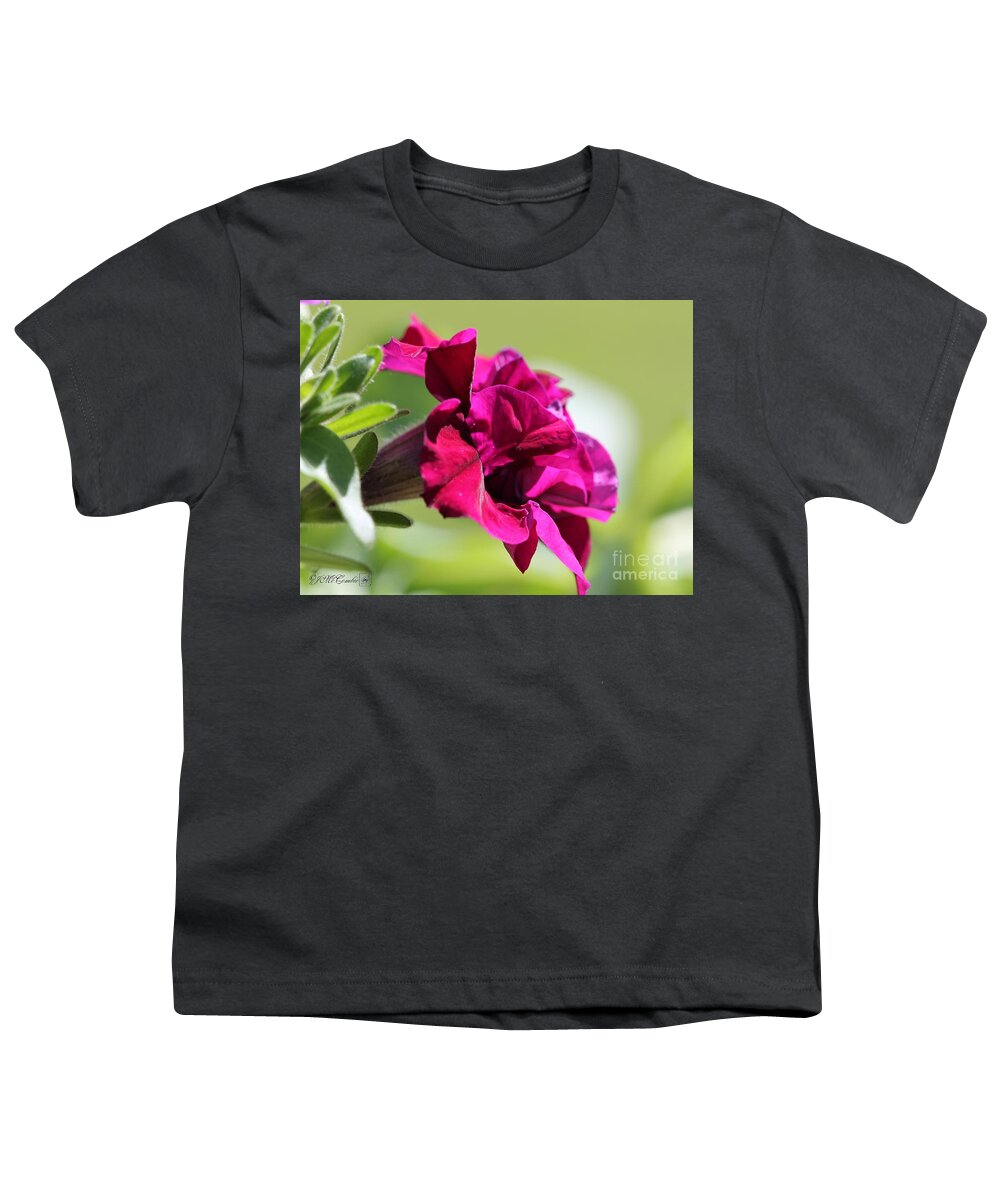 Mccombie Youth T-Shirt featuring the photograph Burgundy Double Cascade Petunia #1 by J McCombie