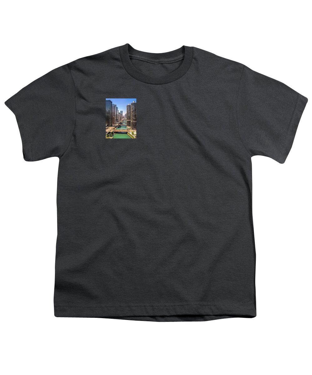 Chicago Youth T-Shirt featuring the photograph Chicago Skyline #3 by Lev Kaytsner
