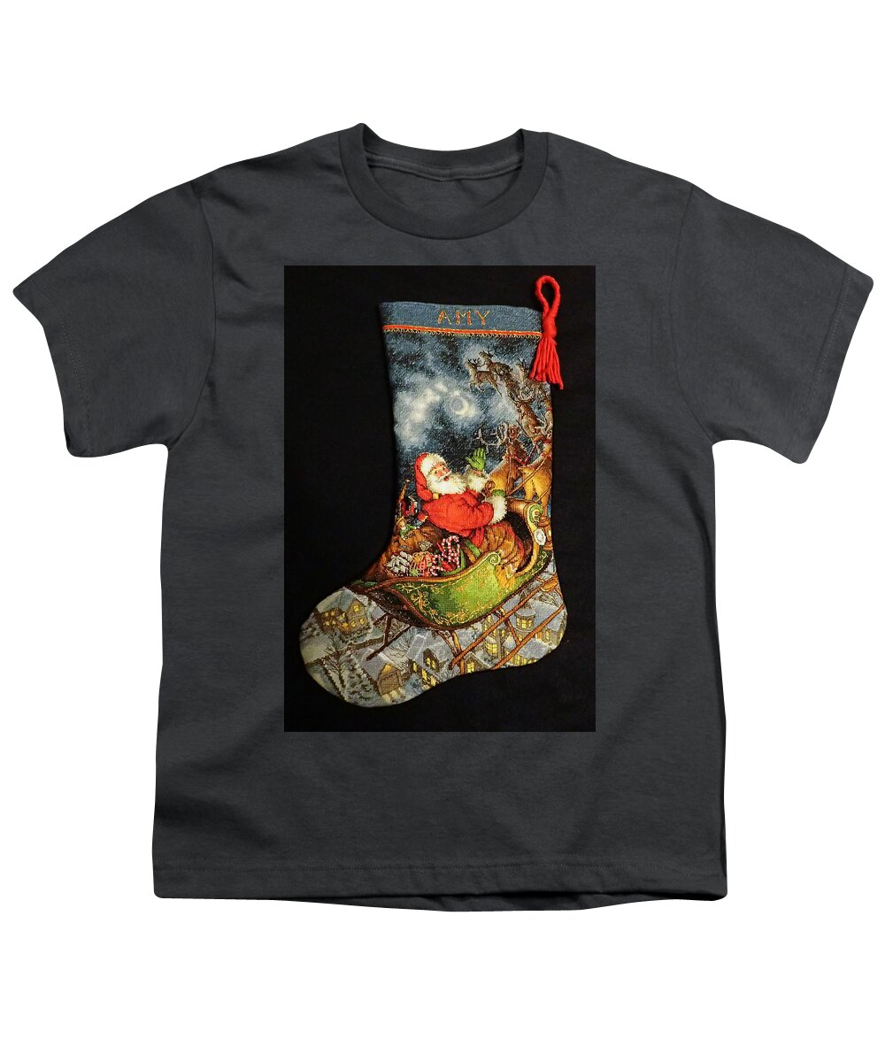 Cross Stitch Youth T-Shirt featuring the photograph Cross-Stitch Stocking #2 by Farol Tomson