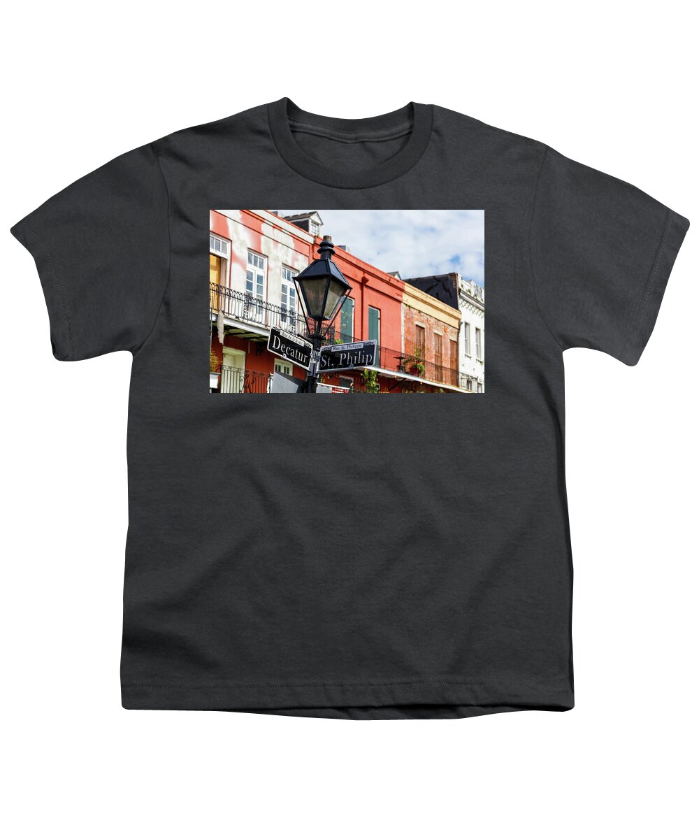 Bourbon Street Youth T-Shirt featuring the photograph French Quarter Cityscape #2 by Raul Rodriguez
