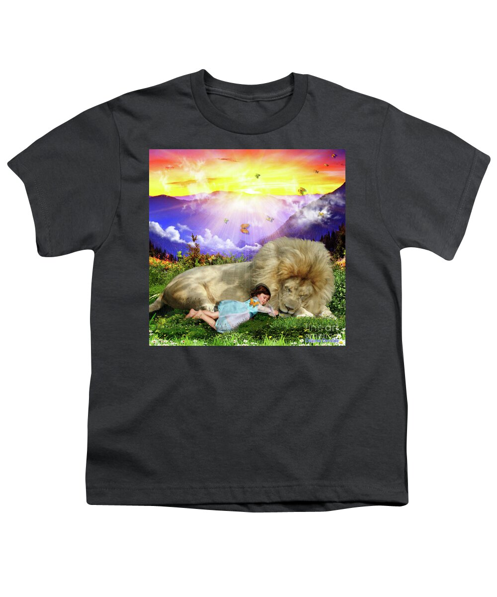 Lion Of Judah Child Peace Rest Youth T-Shirt featuring the digital art Rest #2 by Dolores Develde