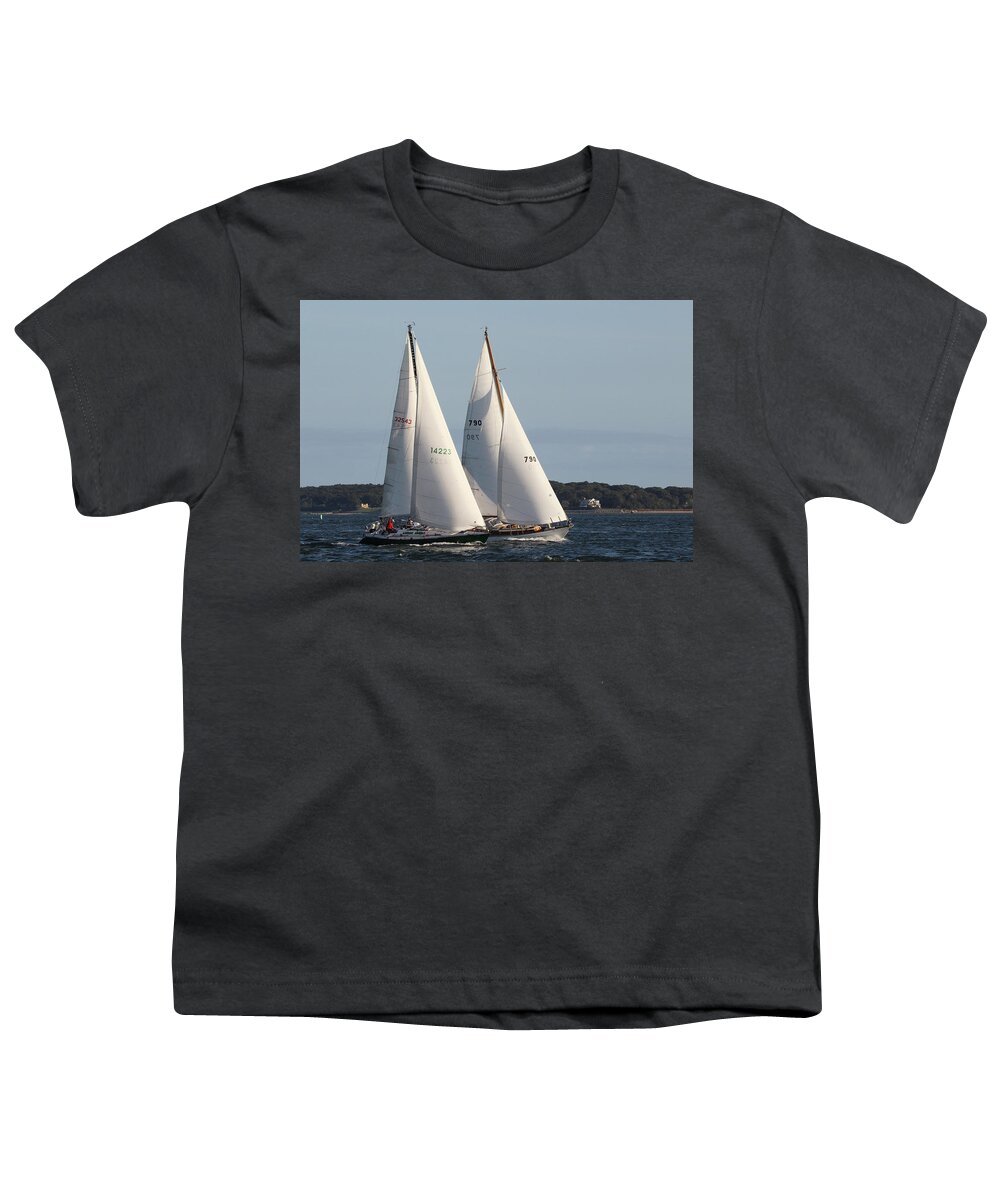 Sailing Youth T-Shirt featuring the photograph Sailing Greenport New York #2 by Bob Savage