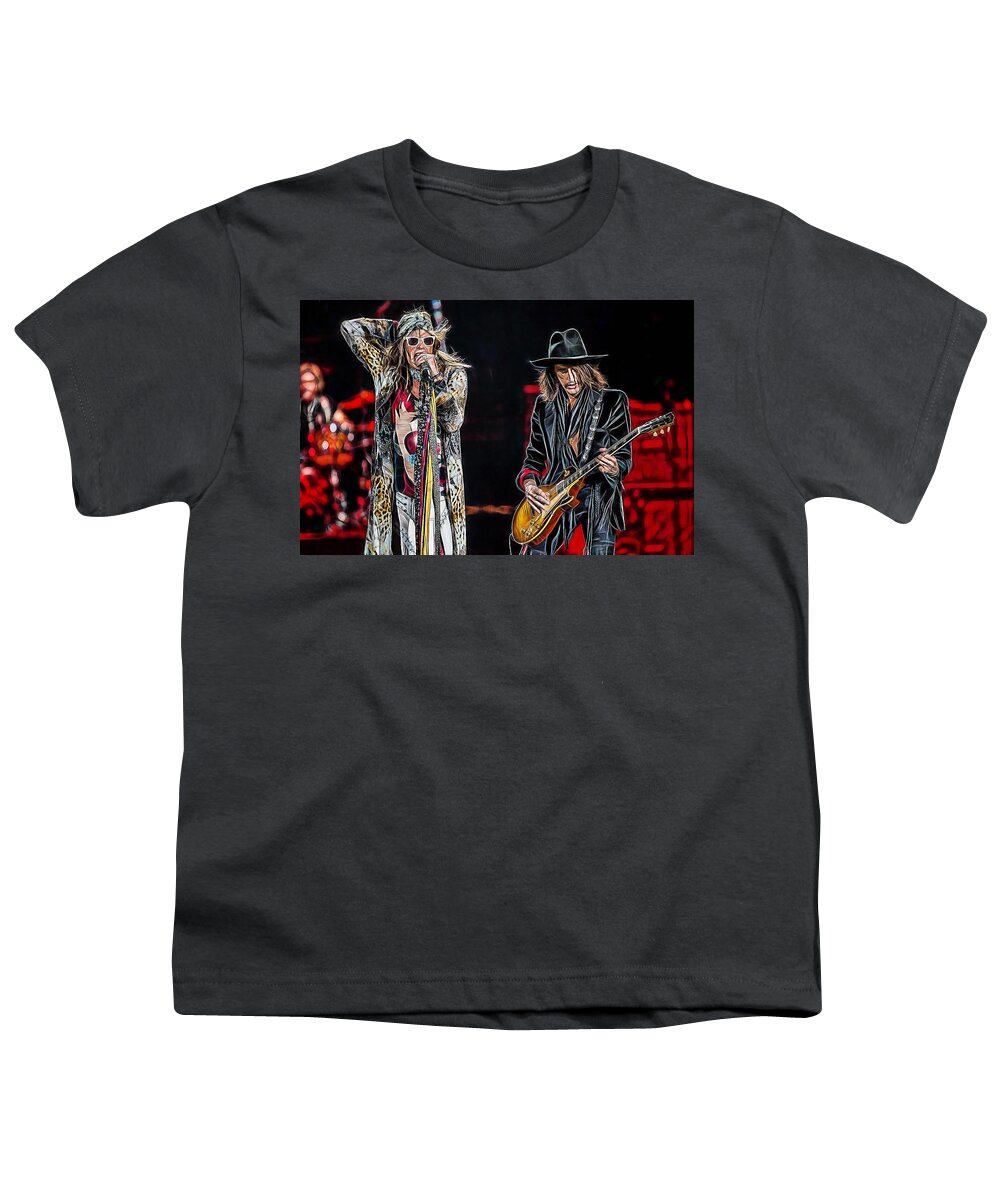 Steven Tyler Youth T-Shirt featuring the mixed media Steven Tyler Collection #25 by Marvin Blaine