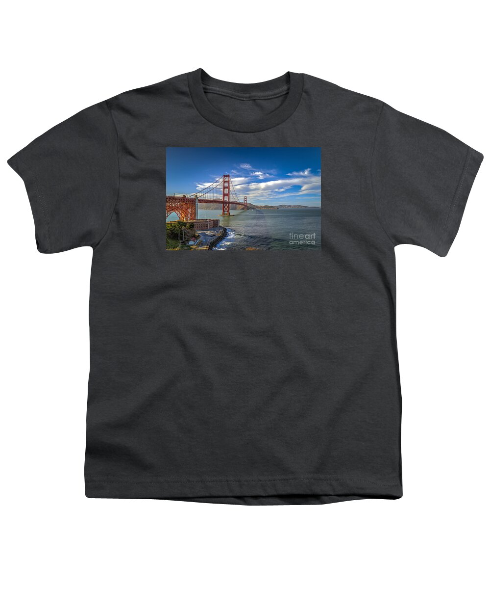 Golden Gate Bridge Youth T-Shirt featuring the photograph Golden Gate Suspension Bridge #3 by David Zanzinger