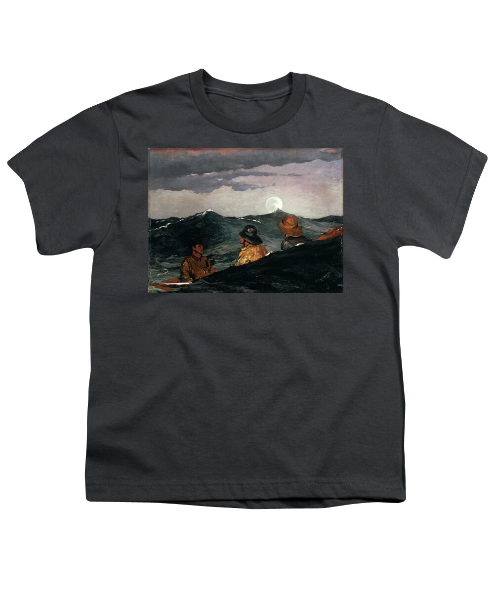 Winslow Homer Youth T-Shirt featuring the painting Kissing the Moon #3 by Winslow Homer