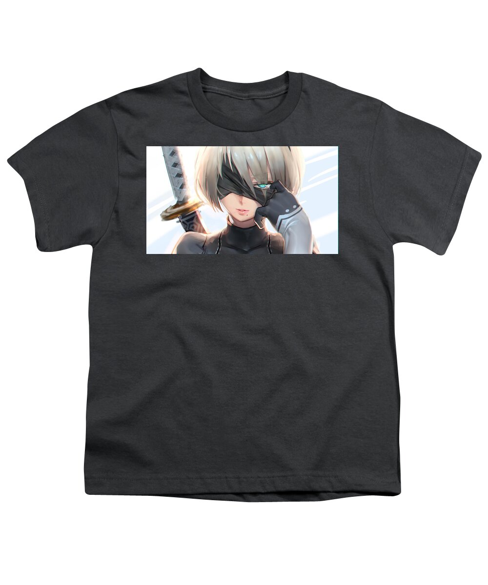 Nier Automata Youth T-Shirt featuring the digital art NieR Automata #3 by Super Lovely