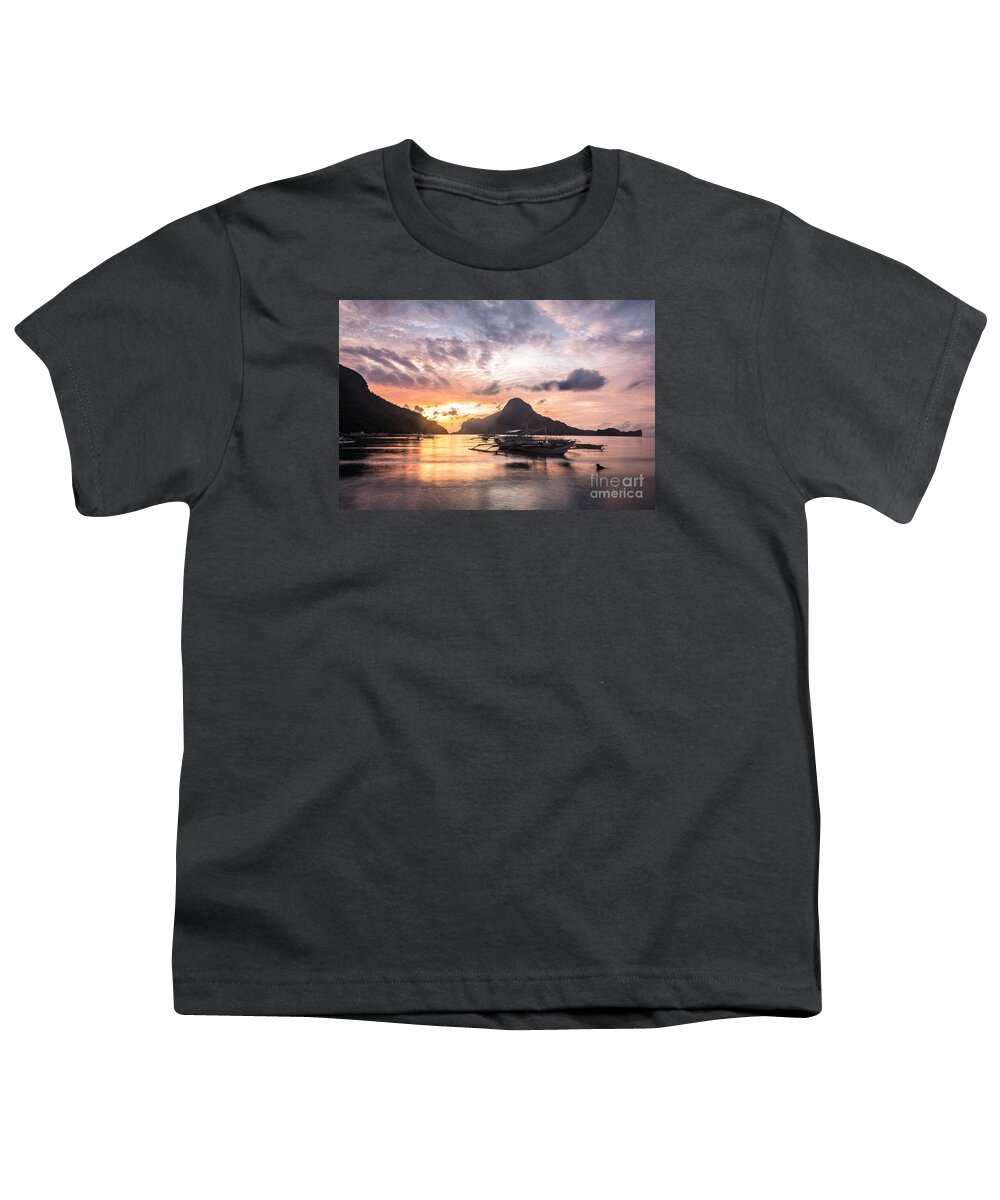 Asia Youth T-Shirt featuring the photograph Sunset over El Nido bay in Palawan, Philippines #3 by Didier Marti